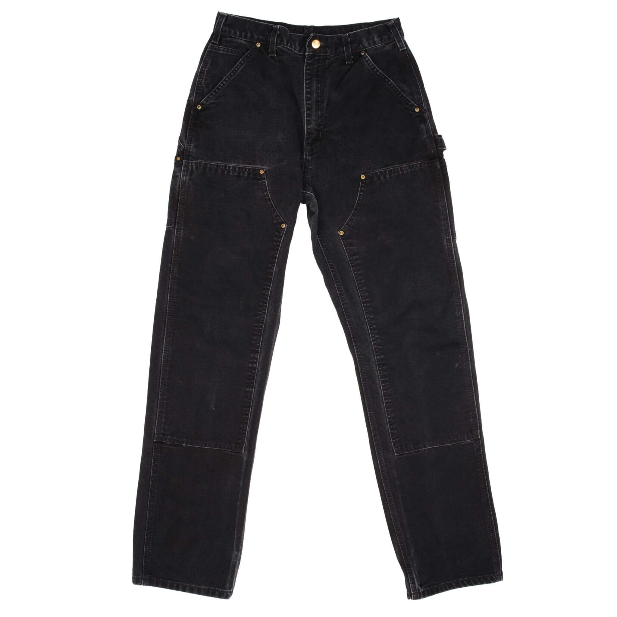 Vintage Carhartt Carpenter Double Knee Black Pants 1990s - Size 30x34 - Durable Workwear for Construction & Outdoor Activities