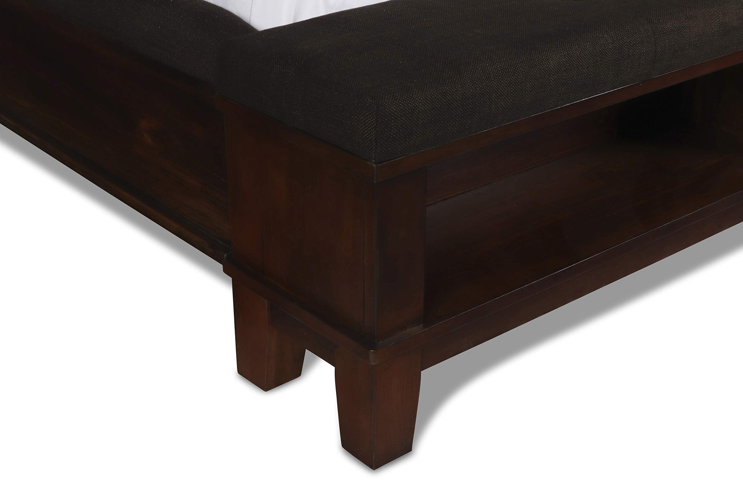 Classic Cagney Solid Wood Queen Size Bed Frame - Chestnut Finish for Bedroom, Guest Room & Home Decor