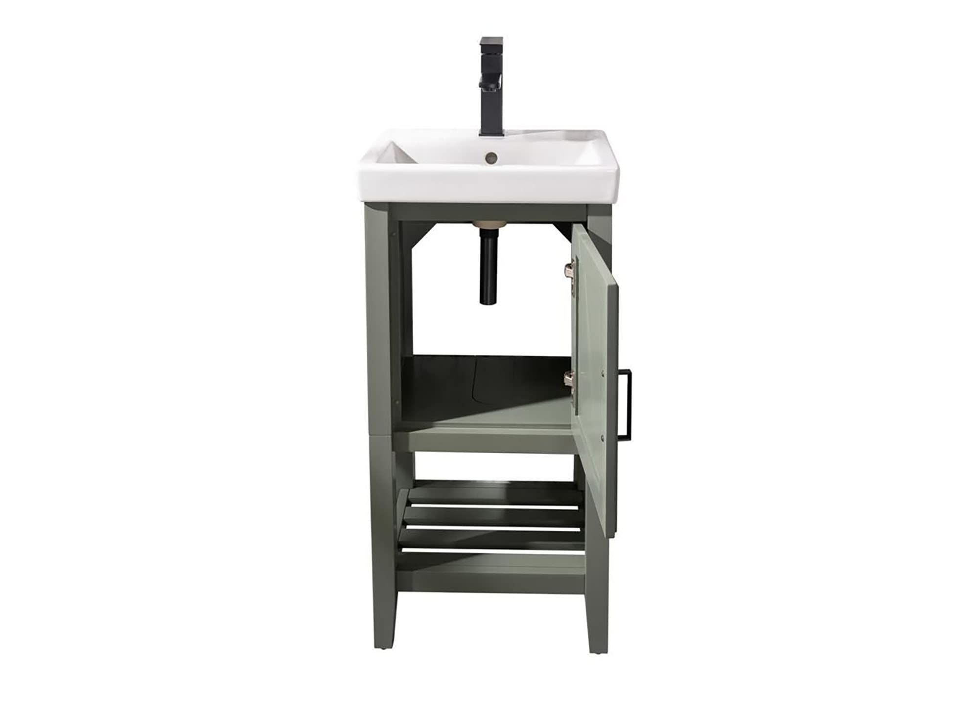 18-inch Pewter Green Bathroom Vanity with Sink - Modern Farmhouse Style for Small Spaces | Perfect for Powder Rooms, Guest Baths & Apartment Renovations