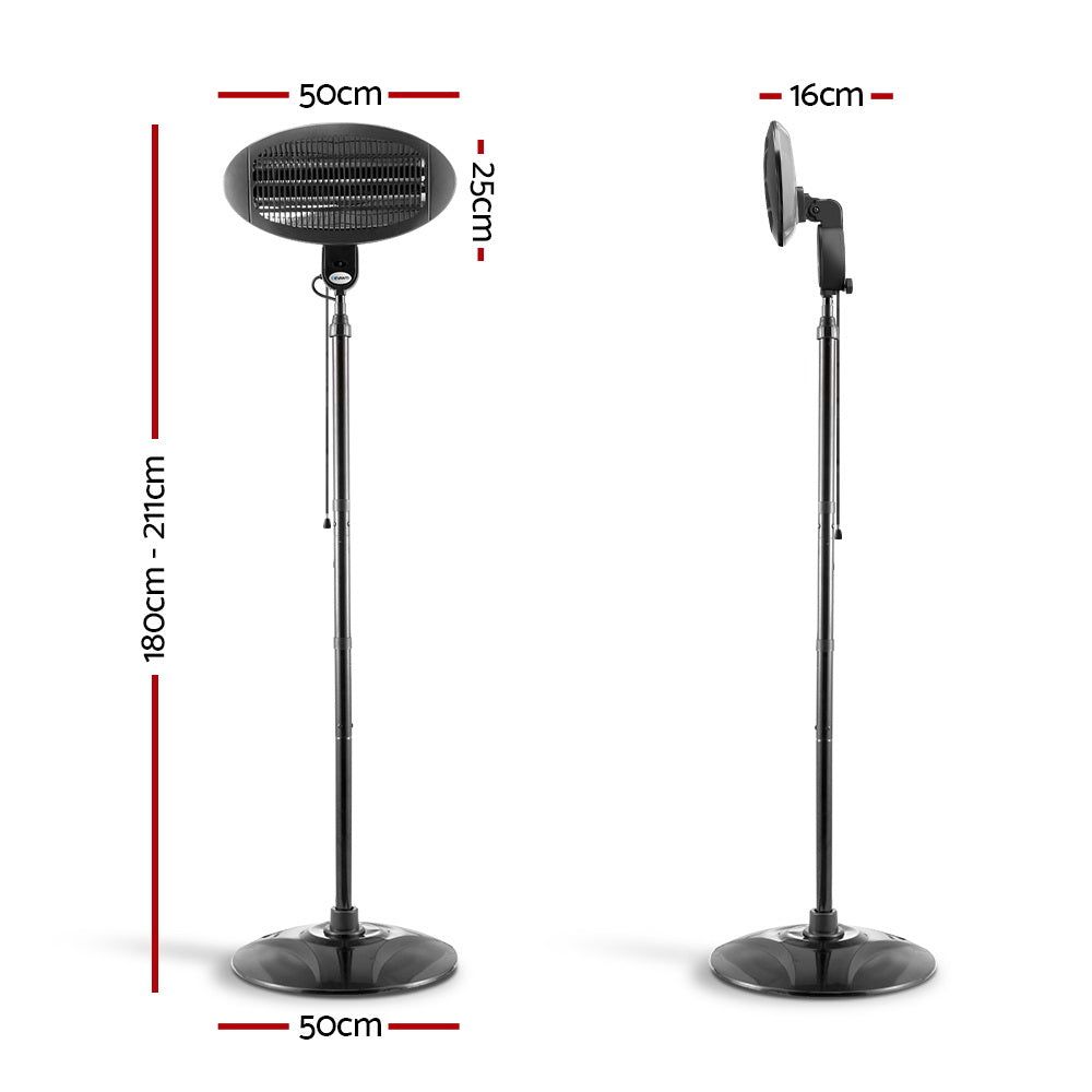 Devanti 2000W Electric Patio Heater - Outdoor Infrared Heating for Deck, Garden & Backyard - Perfect for Cold Evenings & Entertaining Guests
