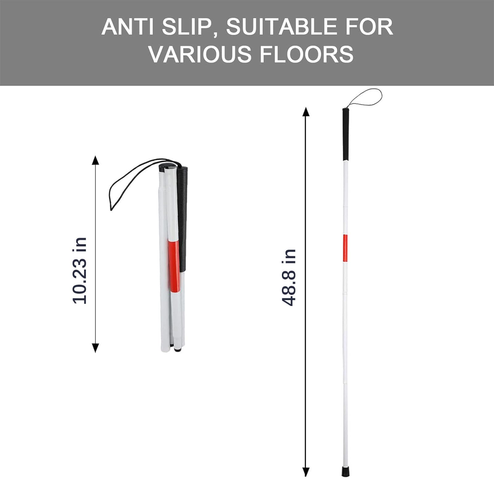 Adjustable Folding Walking Cane for Visually Impaired & Elderly - 4-Section Lightweight Aluminum Blind Stick with Reflective Safety Design | Indoor/Outdoor Mobility Aid for Daily Use, Travel & Hiking