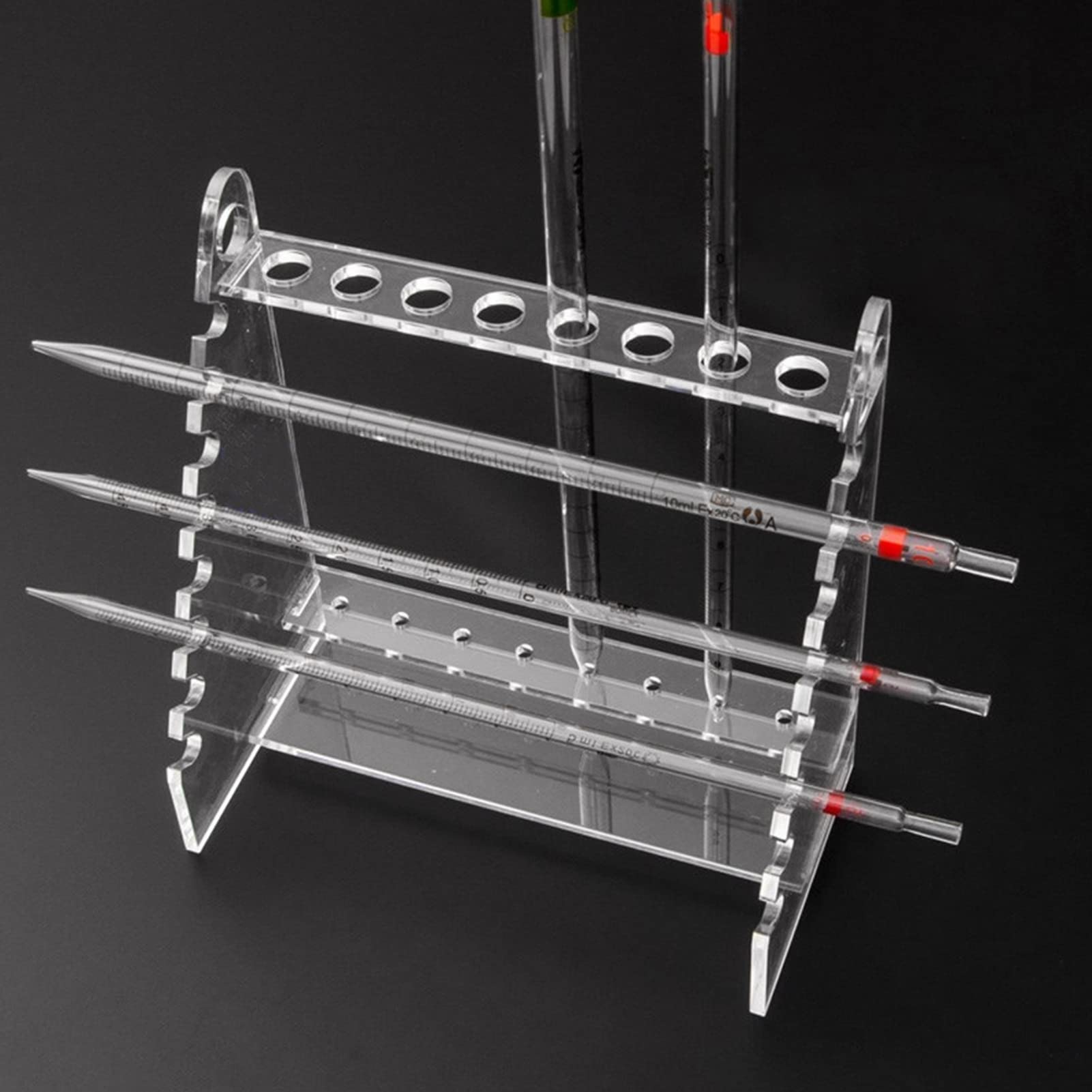 **Trapezoid Ladder-Shaped Pipette Rack Stand - 1.5cm Hole Diameter for Glass Pipettes - Lab Equipment Organizer for Chemistry & Biology Experiments**    (If the original title contains Chinese, it would be translated to English. The optimized version improves keyword relevance, readability, and includes a usage scenario for better SEO.)
