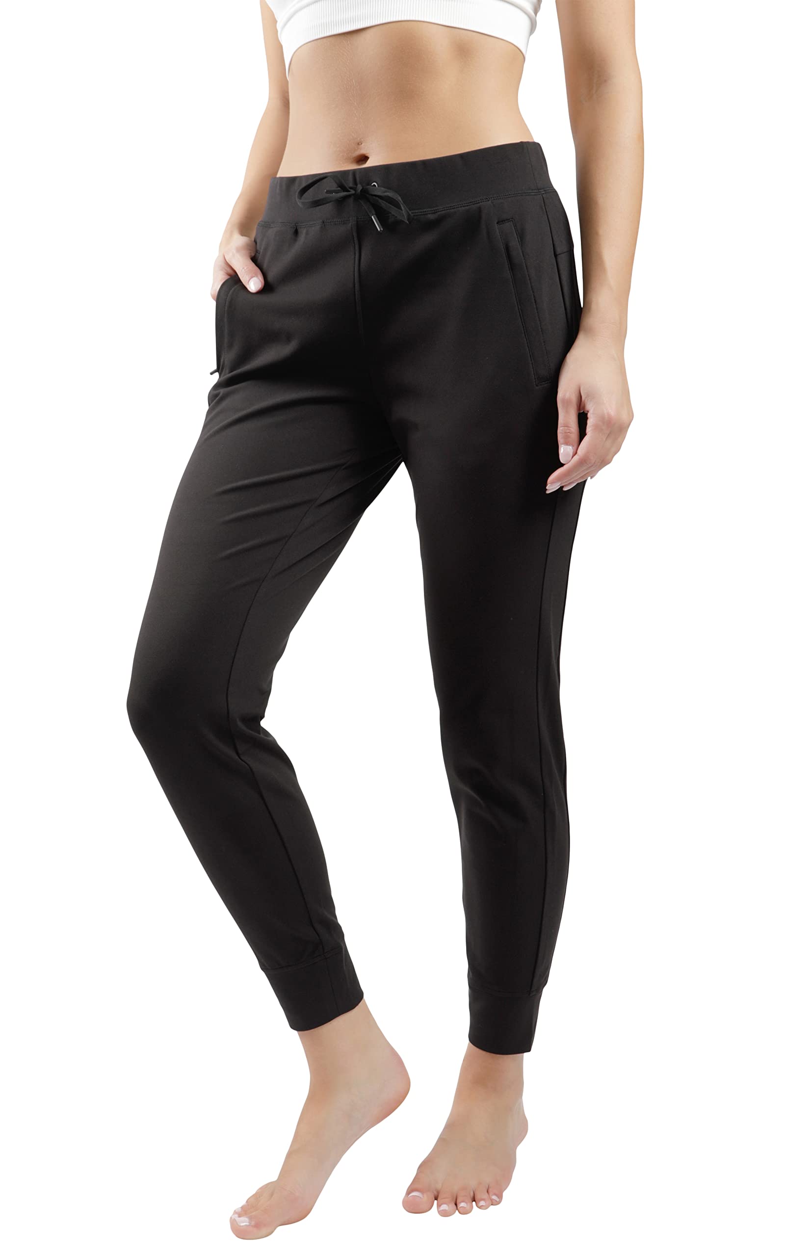 Yogalicious Women's Soft Lightweight Lux Jogger Lounge Pants with Side Pockets - Perfect for Yoga, Running, Travel & Relaxing at Home