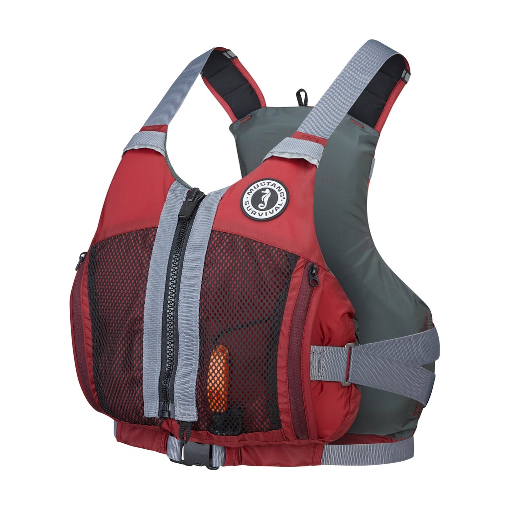 Mustang Women's Destiny Harmonized Foam Front Zip PFD Life Jacket - Merlot Color for Kayaking, Boating & Water Sports
