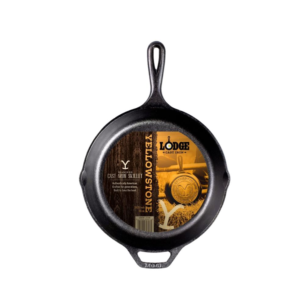 Premium 26cm Cast Iron Yellowstone Y Skillet - Heavy Duty Pre-Seasoned Skillet for Camping, Outdoor Cooking & Dutch Oven Meals