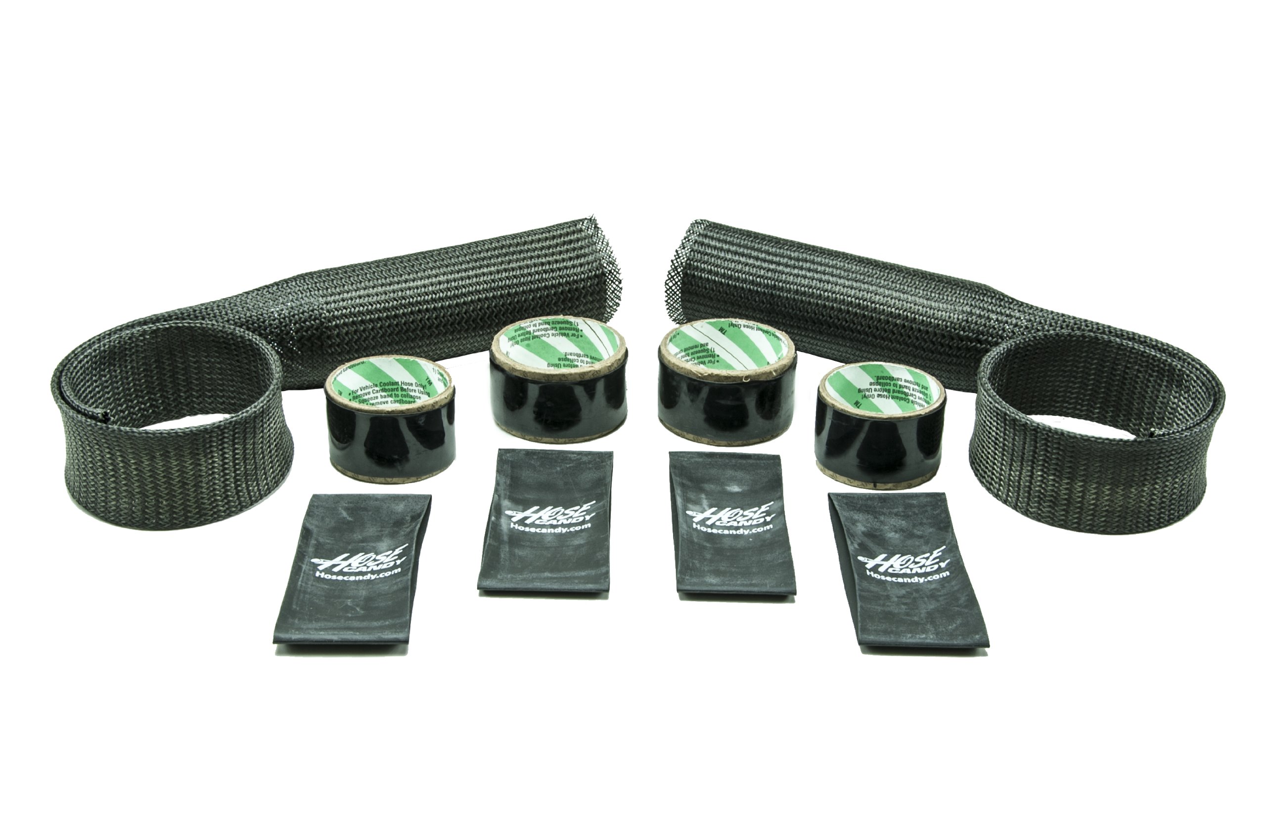 Black Carbon Fiber Radiator Hose Cover Kit - Heat Resistant Upper & Lower Hose Protector with Black Heat Shrink Tubing | Perfect for Car Engine Bay Customization & Performance Upgrade