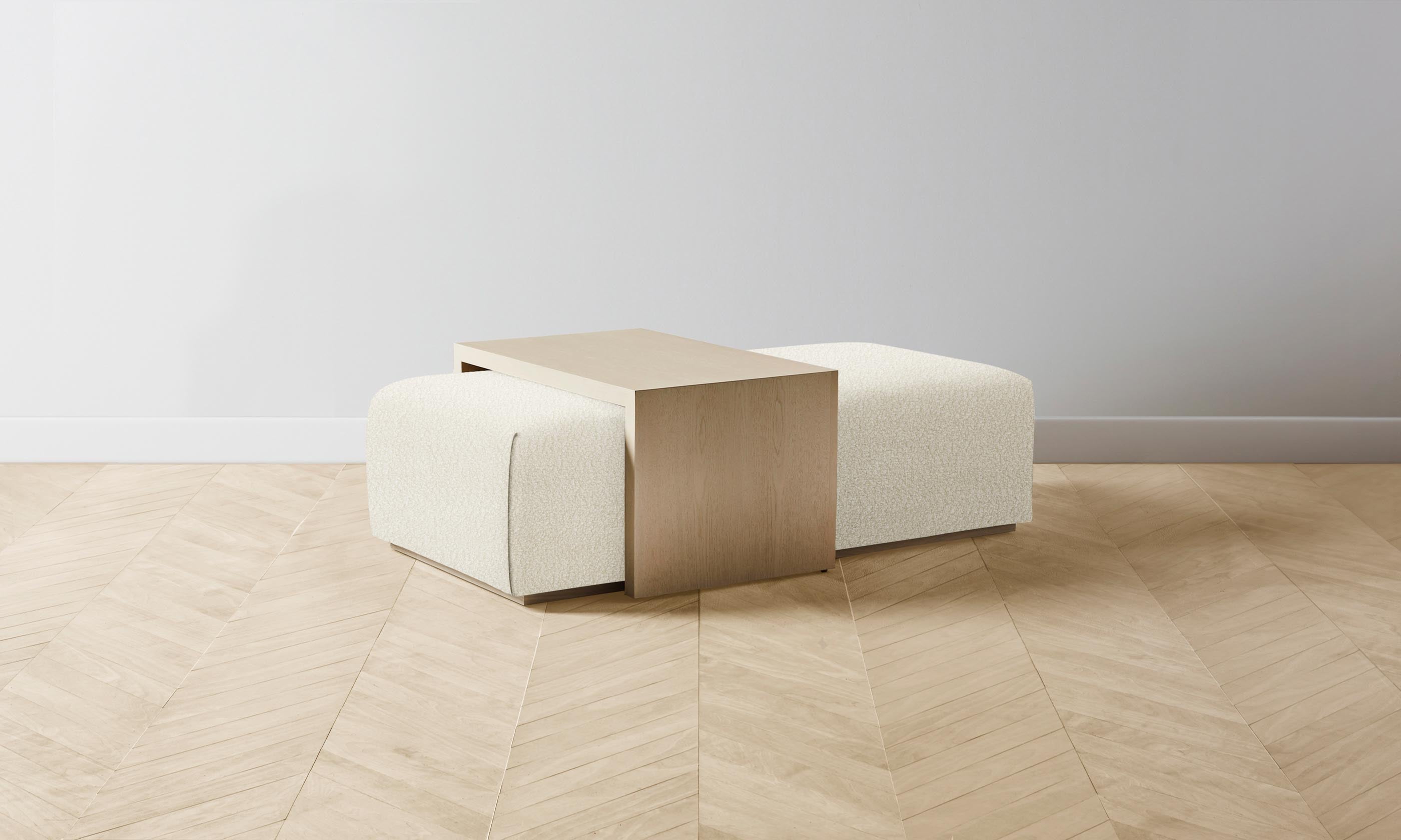 The Bowery Ottoman - Italian Bouclé White Fabric Footstool | Stylish Living Room Accent for Modern Homes