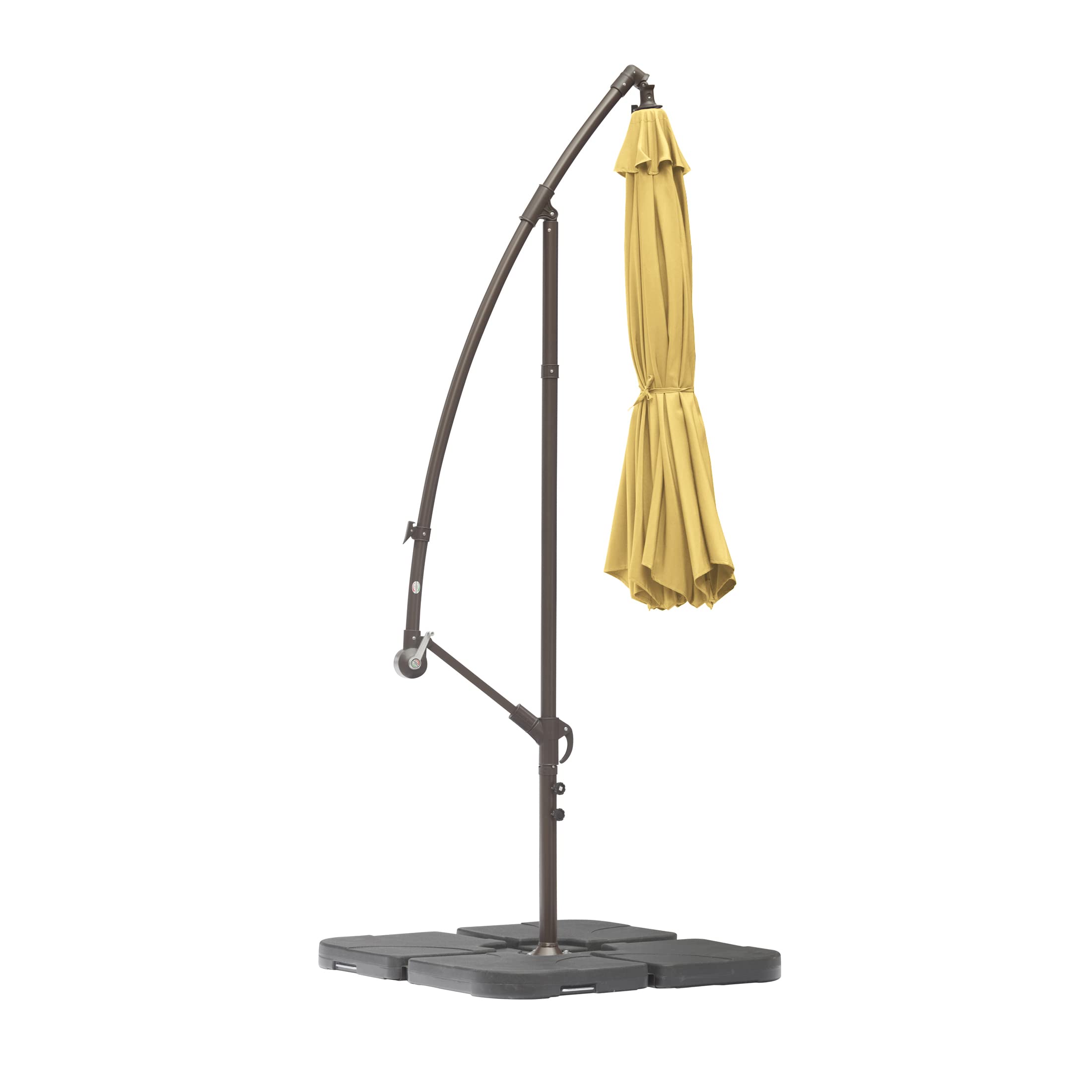 10ft Outdoor Patio Cantilever Umbrella with Stand & Weighted Base - 3-Piece Hanging Shade Kit for Garden, Poolside, and Backyard Relaxation