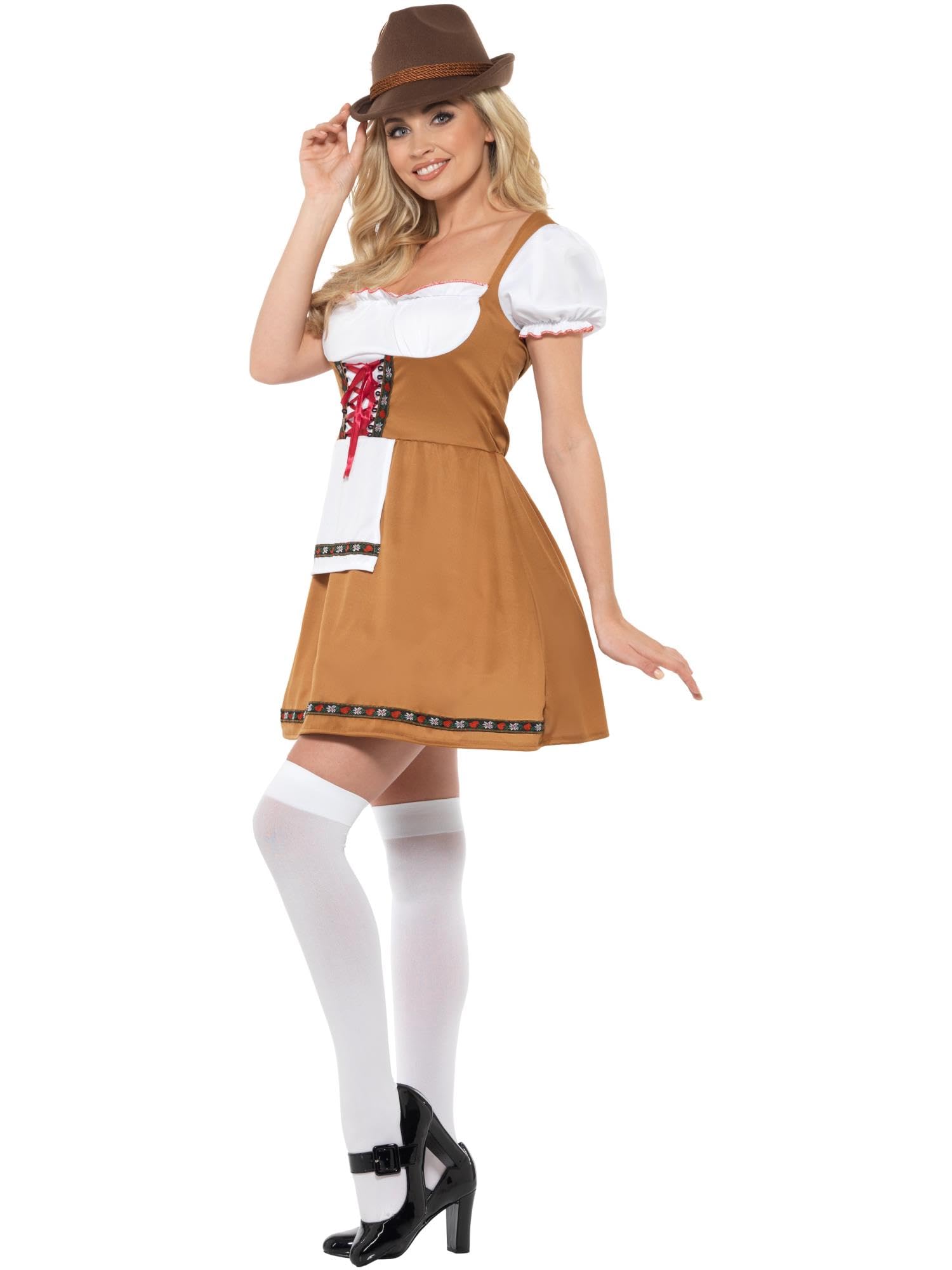 Authentic Bavarian Beer Maid Costume for Oktoberfest & Halloween - Traditional German Dirndl Dress for Women