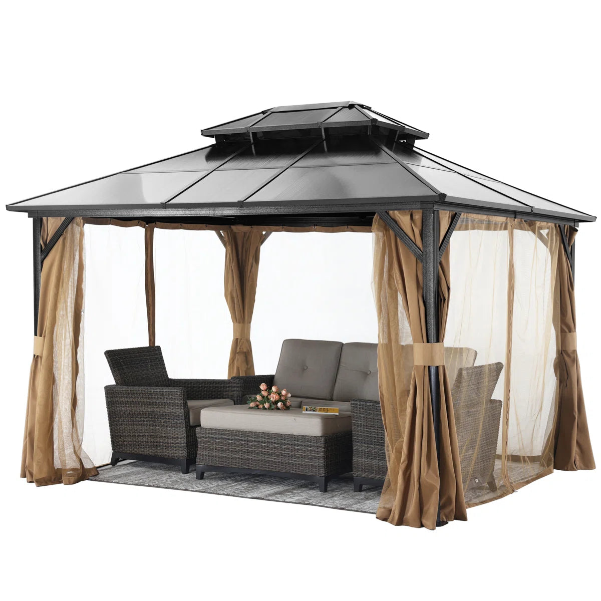 ABCCANOPY 10x12 Aluminum Patio Gazebo with Double Roof Hardtop - Perfect for Outdoor Entertaining, Backyard Relaxation, and Garden Parties