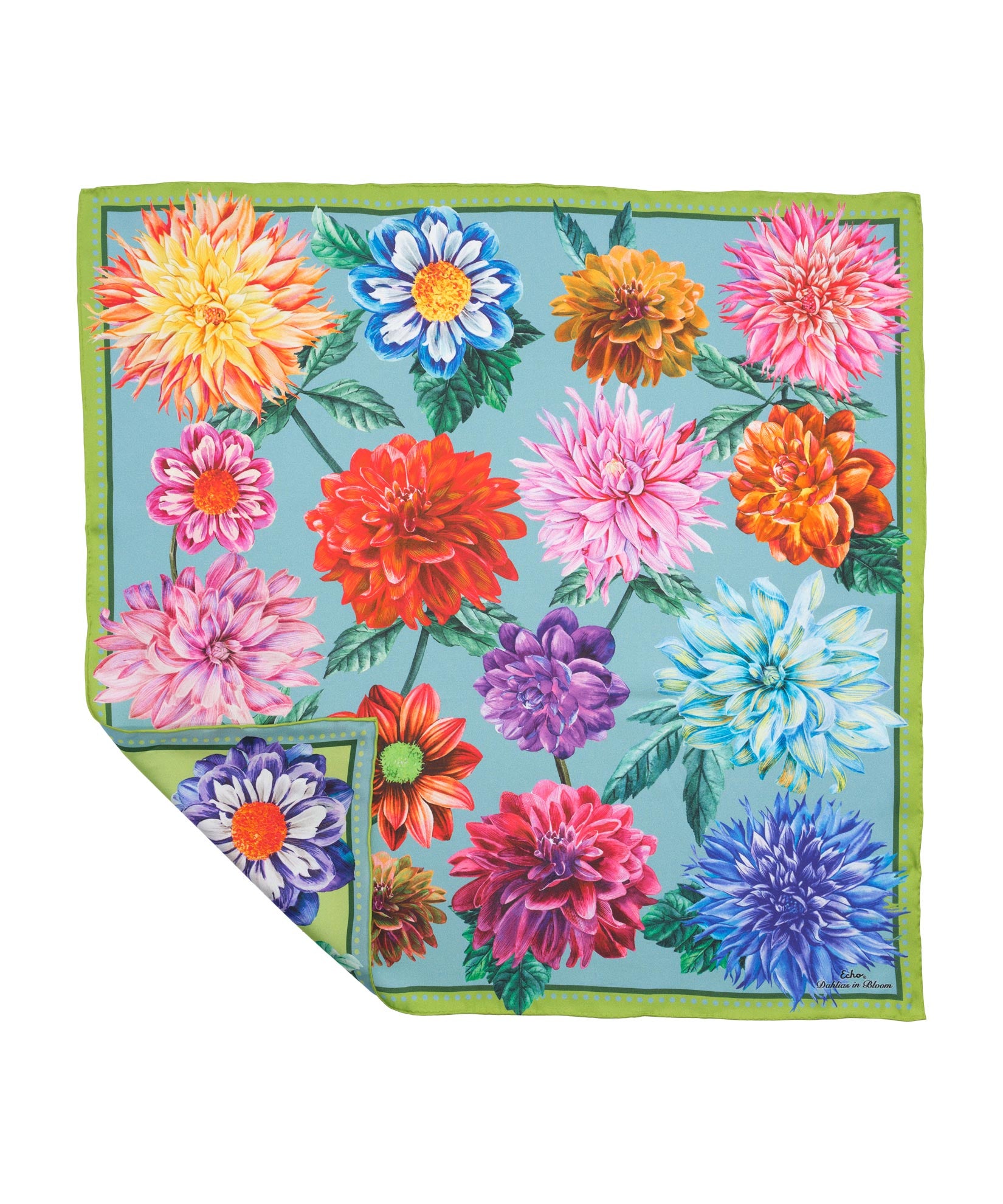 Premium 23-Inch Silk Bandana - Floral Dahlia Print Scarf for Women & Men - Fashion Accessory for Outdoor, Travel, and Casual Wear