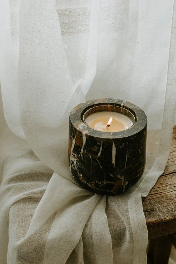 Last Candle Co Portoro Marble Scented Candle - Luxury Italian Marble-Inspired Home Decor for Relaxation & Aromatherapy | Perfect for Bedroom, Bathroom & Meditation Spaces