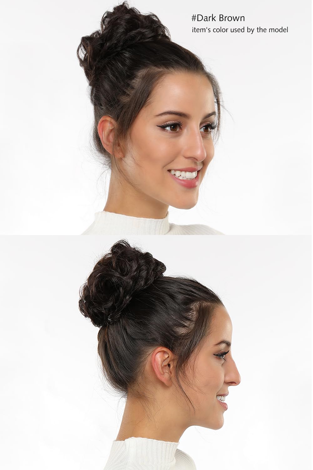 ROSEBUD Messy Bun Hair Extensions for Women - Curly Updo Hairpiece with Scrunchie | Perfect for Work, Gym & Everyday Styling