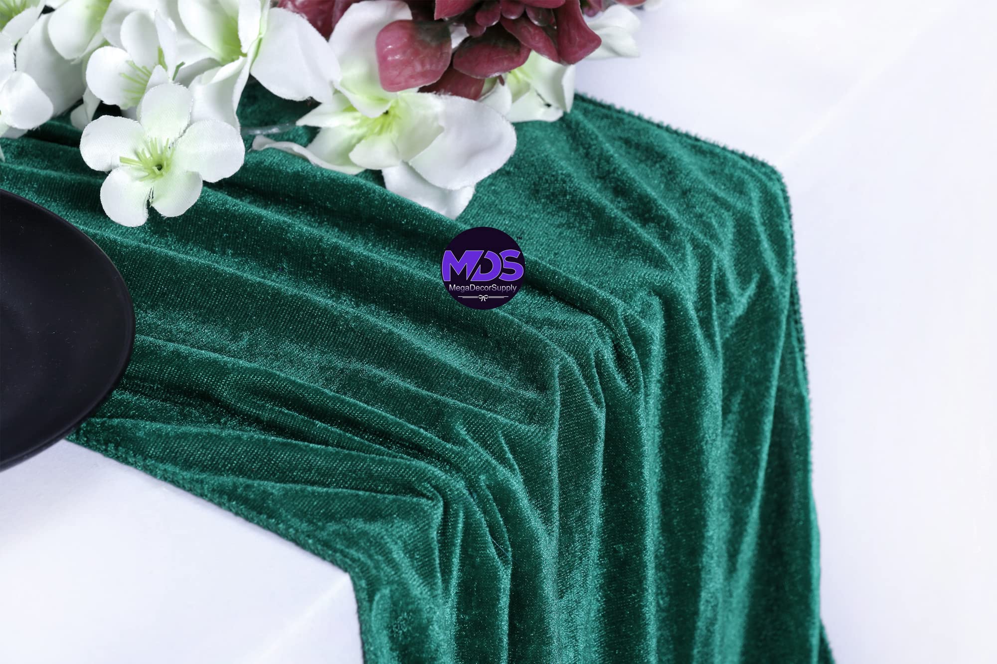 15 Pack 12x108 Inch Velvet Wedding Table Runners - Emerald Green Table Decor for Banquet, Reception & Party Decorations | Elegant Table Setting for Weddings, Anniversaries & Special Events
