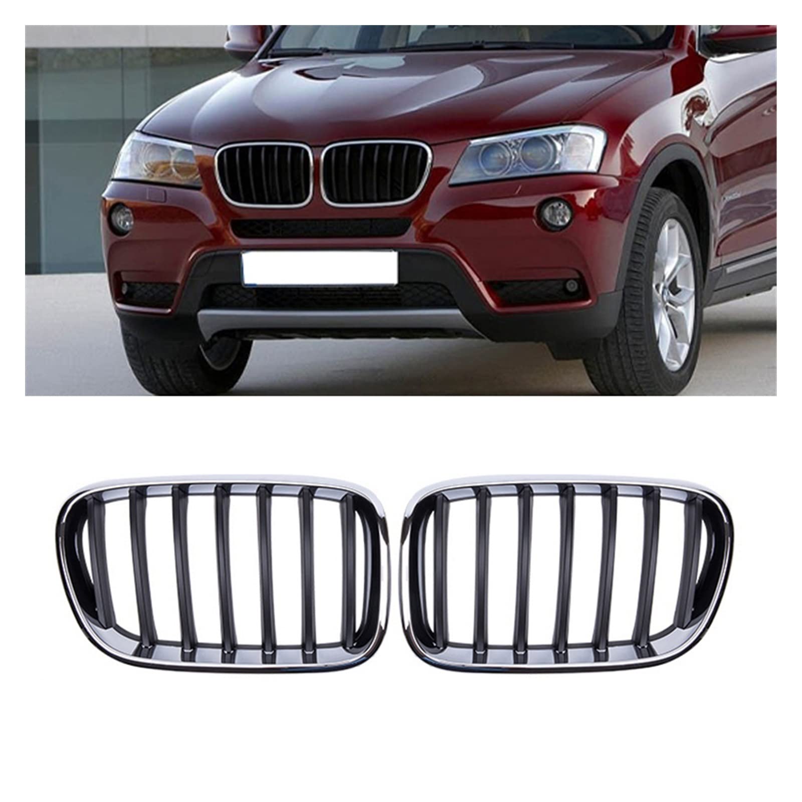 Auto Front Grill & Bumper Grille Set for BMW X3 F25 (2011-2013) | ABS Plastic Replacement Parts | Car Accessories for Enhanced Protection & Style | Perfect for Daily Driving & Car Customization