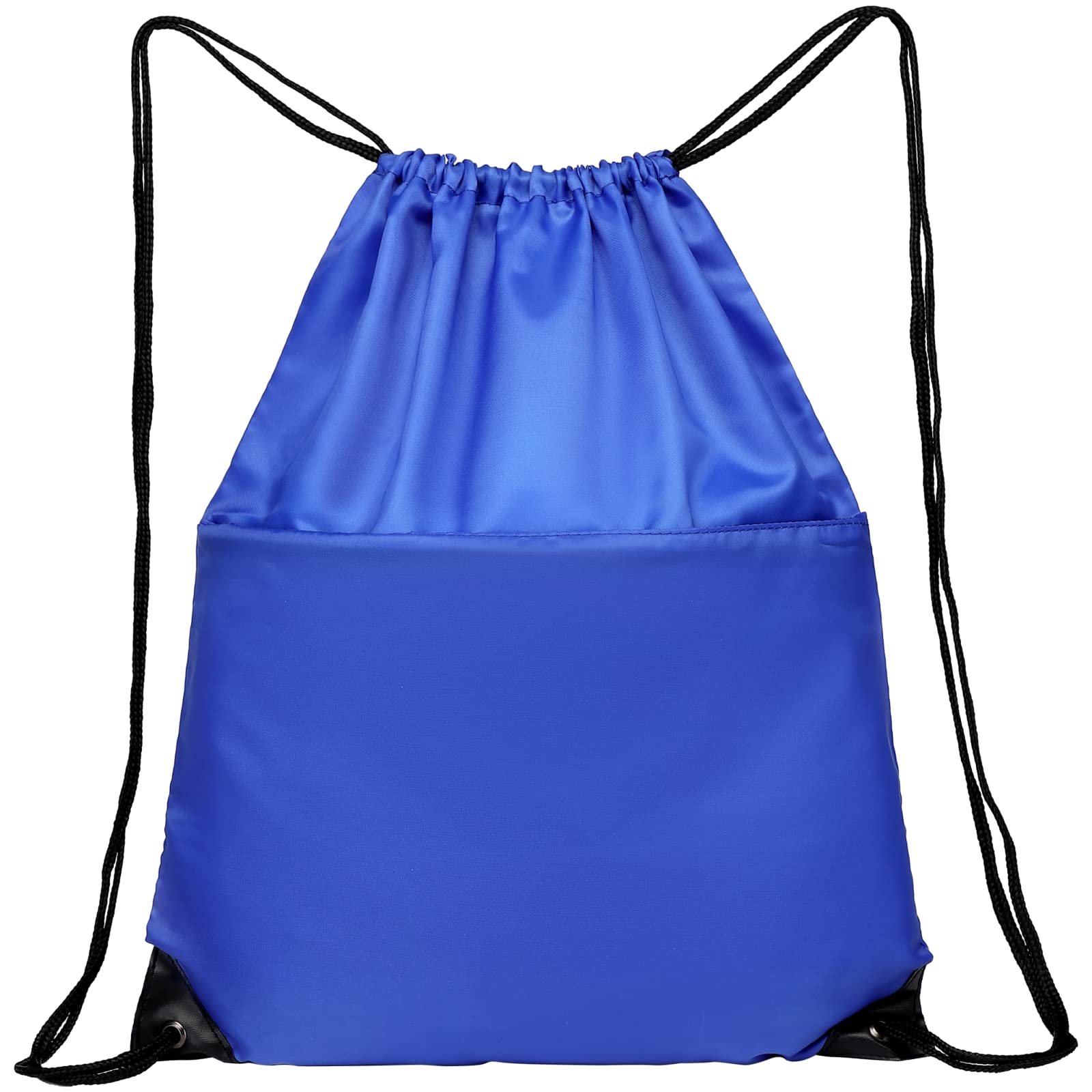 Foldable 210D Nylon Drawstring Backpack with Zipper Side Pocket - Lightweight Sports Gym Tote Bag for Men & Women - Perfect for Travel, Workout, School and Outdoor Activities