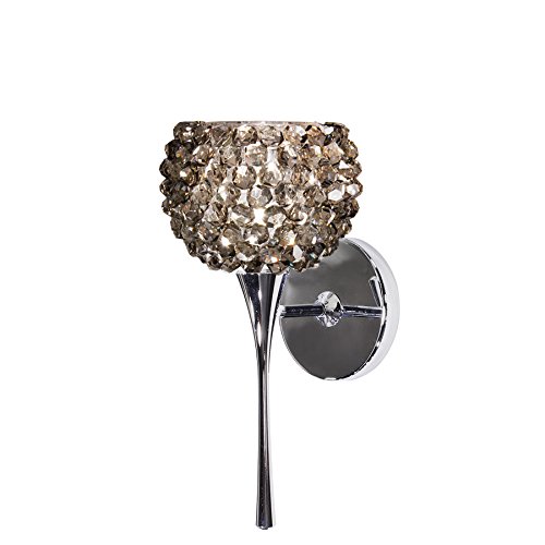 WAC Lighting WS57LED-G542BI/CH Gia LED Wall Sconce with Crystal - Black Ice/Chrome Finish | Modern Torch Light Fixture for Bedroom, Hallway & Entryway Lighting