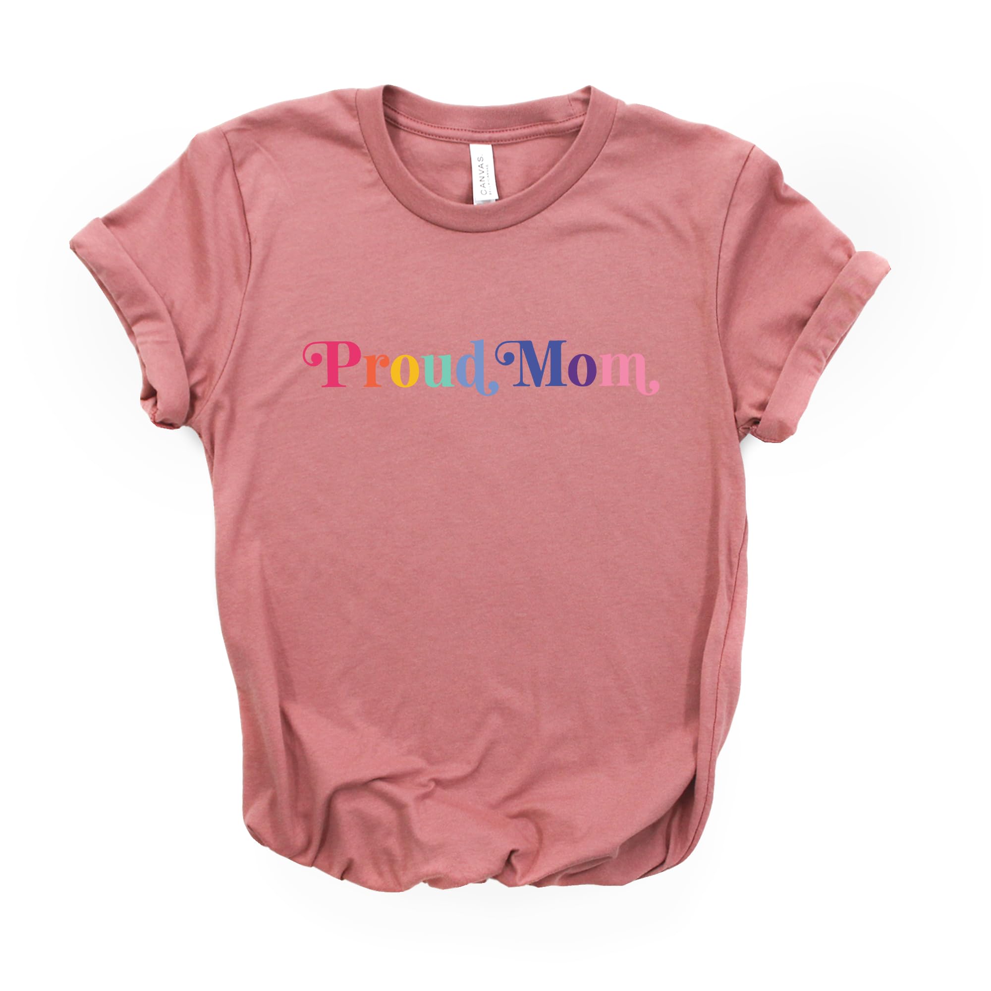 Proud Mom LGBT Pride Shirt - Rainbow Lesbian Mom Tee - Softstyle Unisex T-Shirt for Pride Month, Gay Pride Parade & LGBTQ+ Support