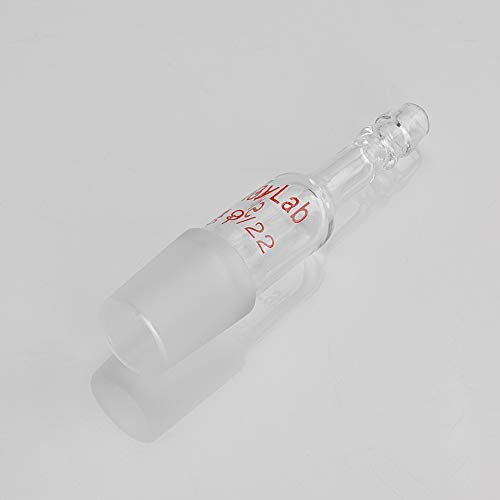 StonyLab 19/22 Male Glass Joint Straight Inlet Adapter with 10mm Hose Connection - Premium Lab Glassware for Distillation, Chemistry Experiments & Scientific Research
