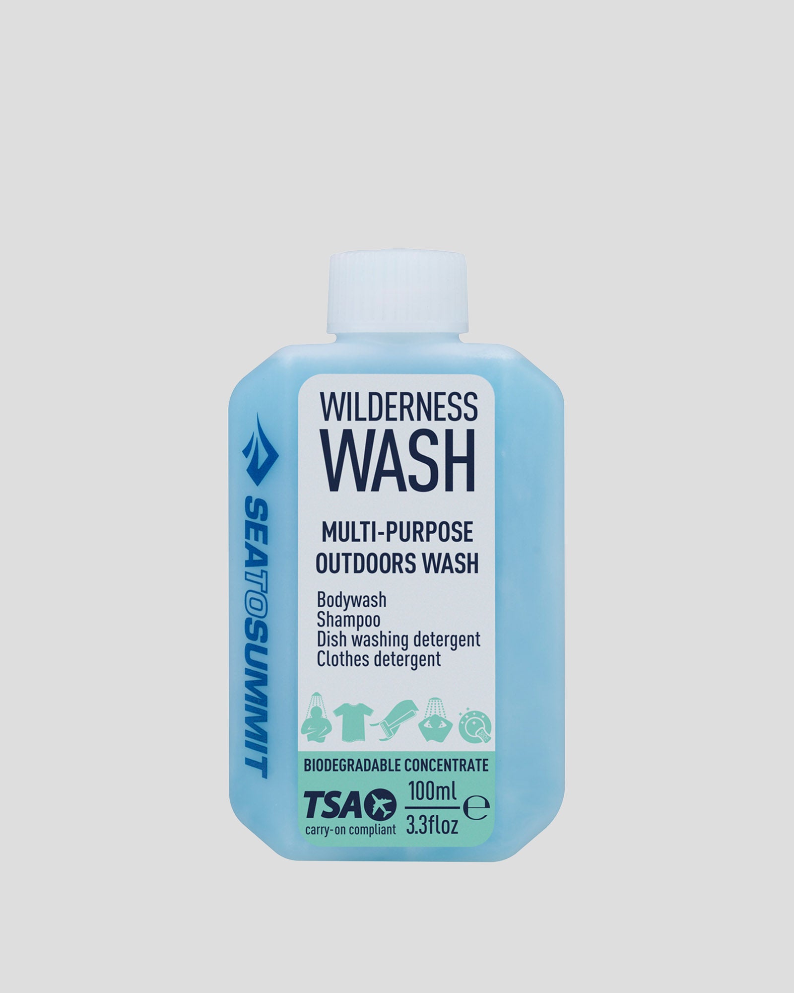 Sea to Summit Wilderness Wash 100ml - Biodegradable Soap for Camping, Hiking & Travel - Gentle Cleanser for Clothes, Dishes & Body - Compact Outdoor Essentials
