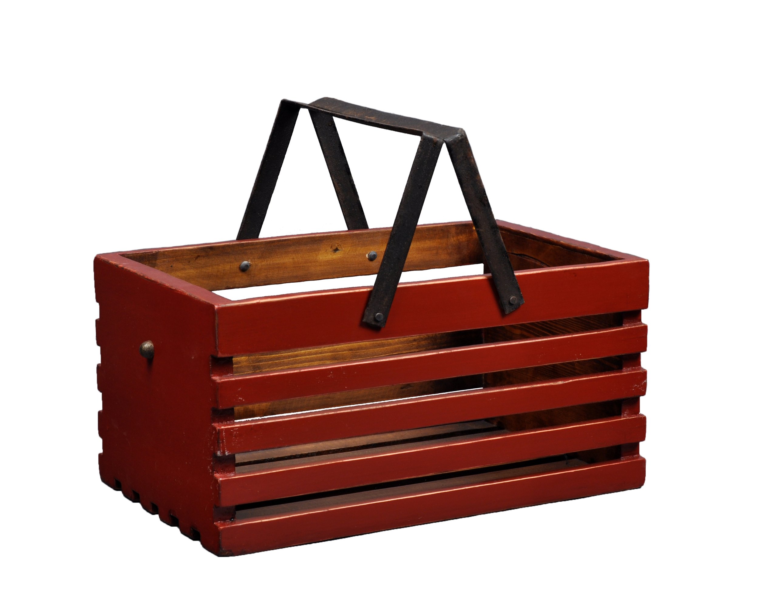Vintage Style Wooden Slat Storage Caddy - Rustic Red Organizer for Bathroom, Kitchen & Office Supplies | Perfect for Towels, Utensils & Stationery Organization