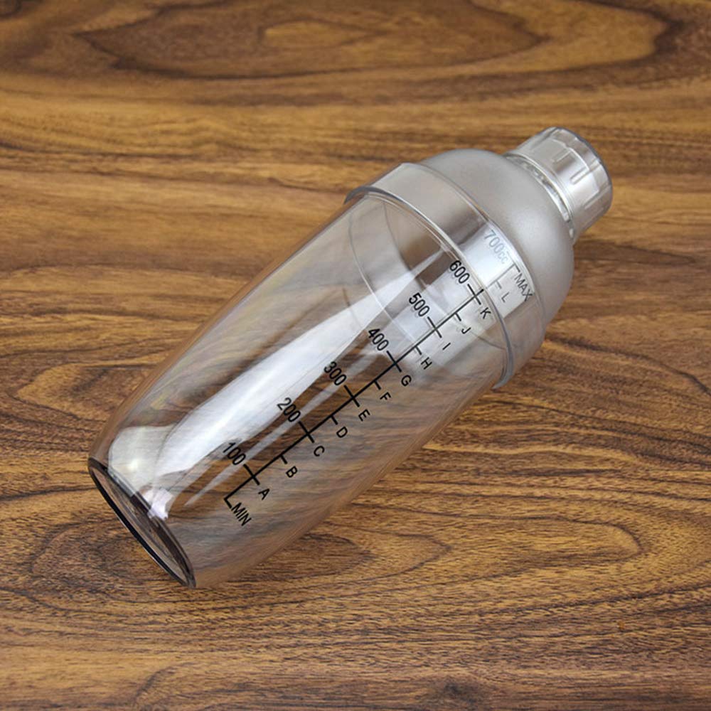 FEOOWV 24 oz Transparent Plastic Cocktail Shaker - Bar Tool with Measurement Scales for Mixing Boba Tea, Cocktails & Hand Drinks | Perfect for Home Bars, Parties & Professional Bartending