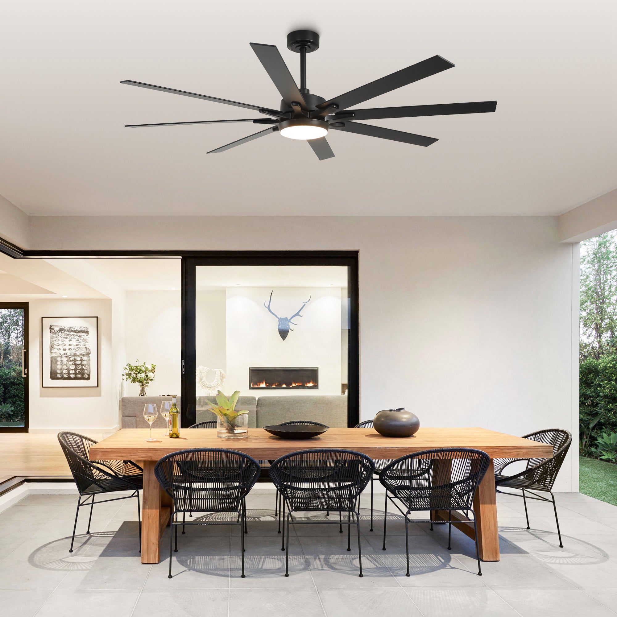 65 Inch Teresa Modern Double Sided Blades Ceiling Fan with Remote Control & LED Light - Perfect for Living Room, Bedroom and Outdoor Patio Cooling