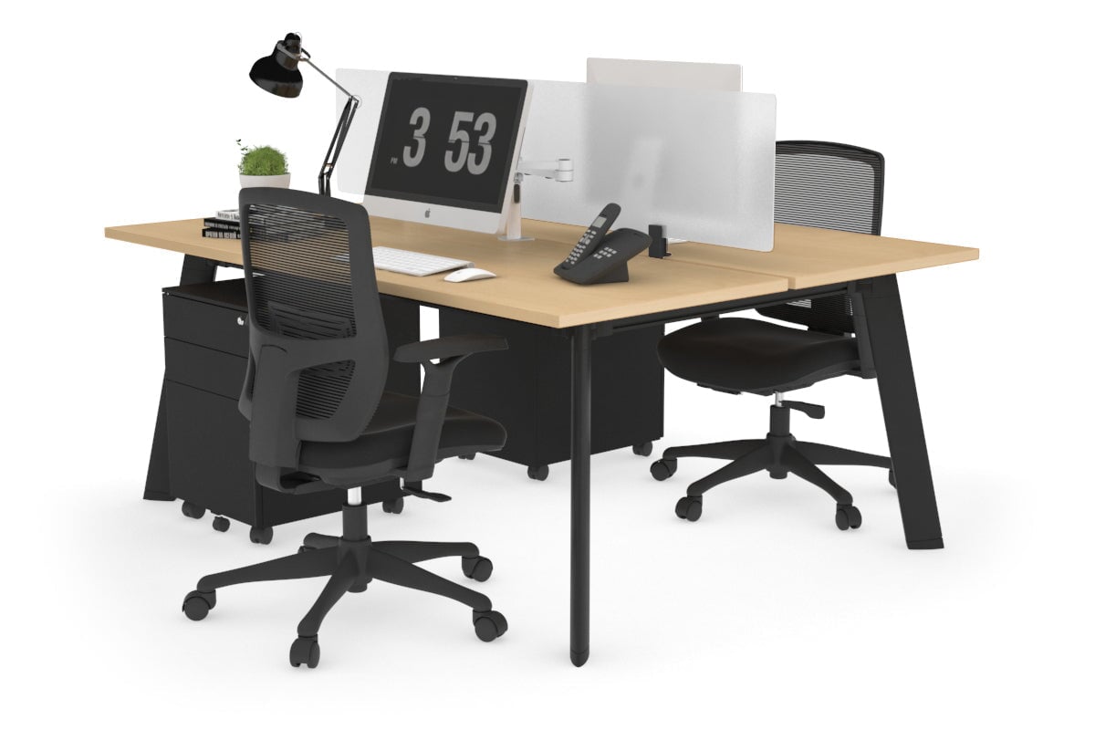 2-Person Workstation with Black Frame - 1200L x 700W Office Desk for Collaborative Workspaces | Perfect for Home Office, Coworking Spaces & Team Projects