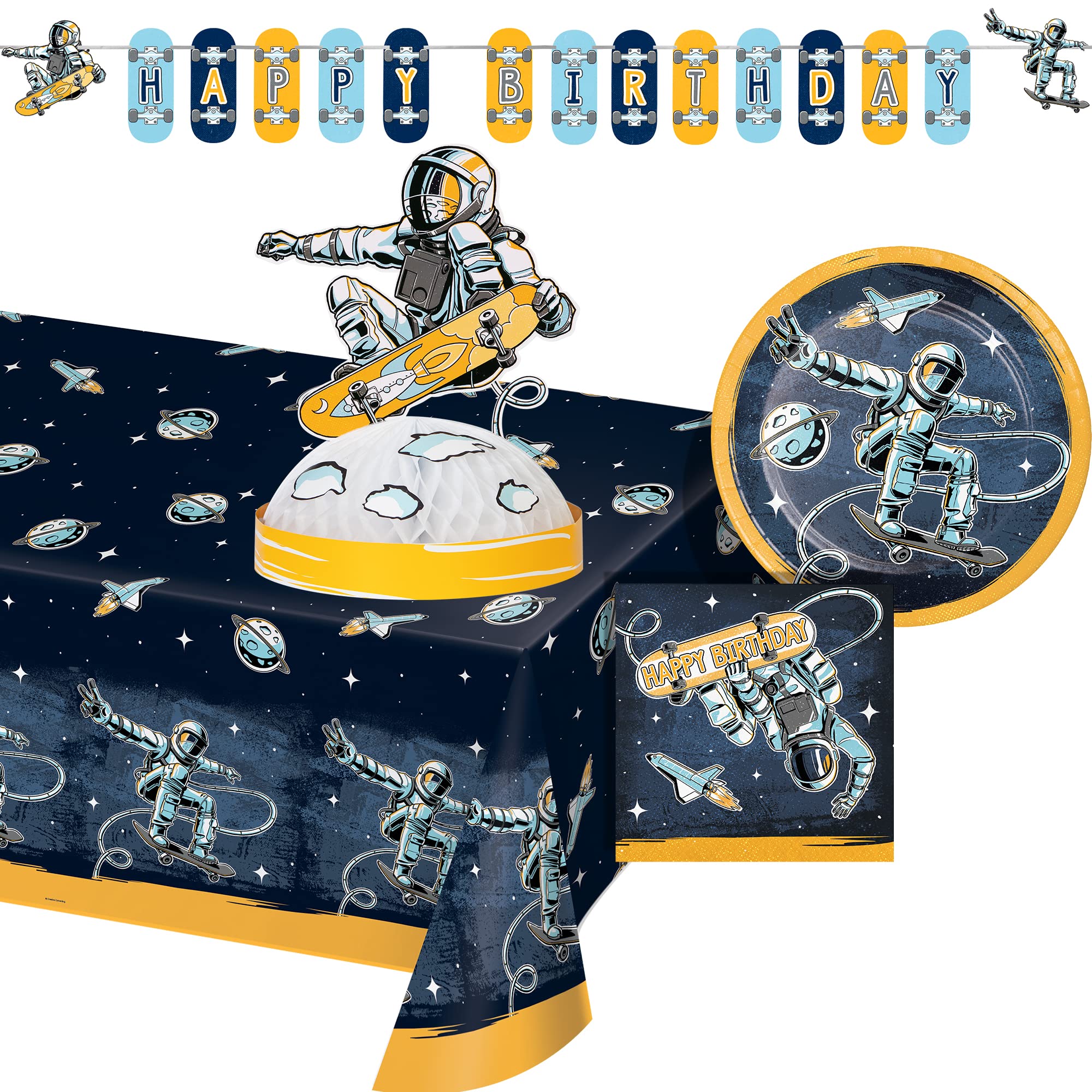Trendware Space Skater Party Supplies Kit - 8-Piece Party Decorations Set for Kids Birthday, Themed Events & Cosmic Skate Celebrations