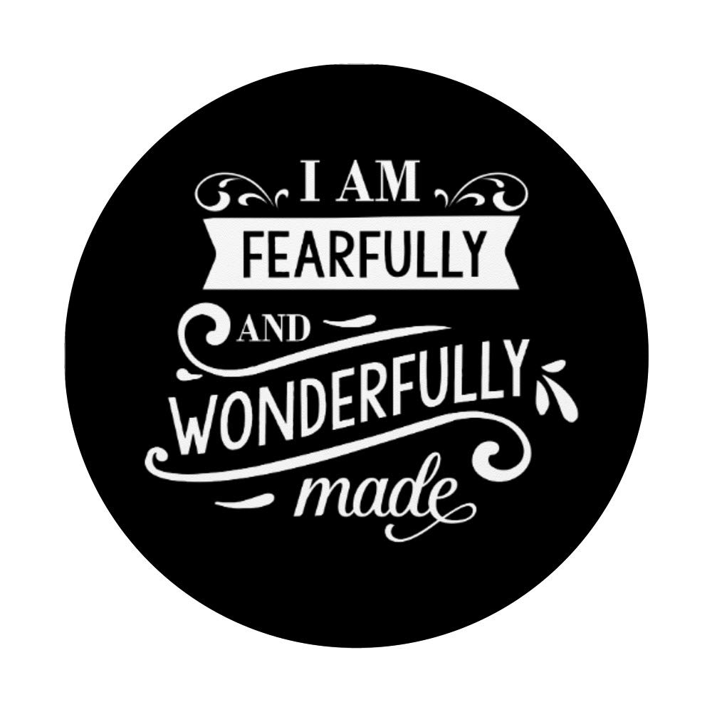 Christian T-Shirt 'I Am Fearfully And Wonderfully Made' - Inspirational Gift with PopSockets Phone Grip & Stand for iPhone, Android, Tablets - Perfect for Church, Bible Study & Daily Encouragement