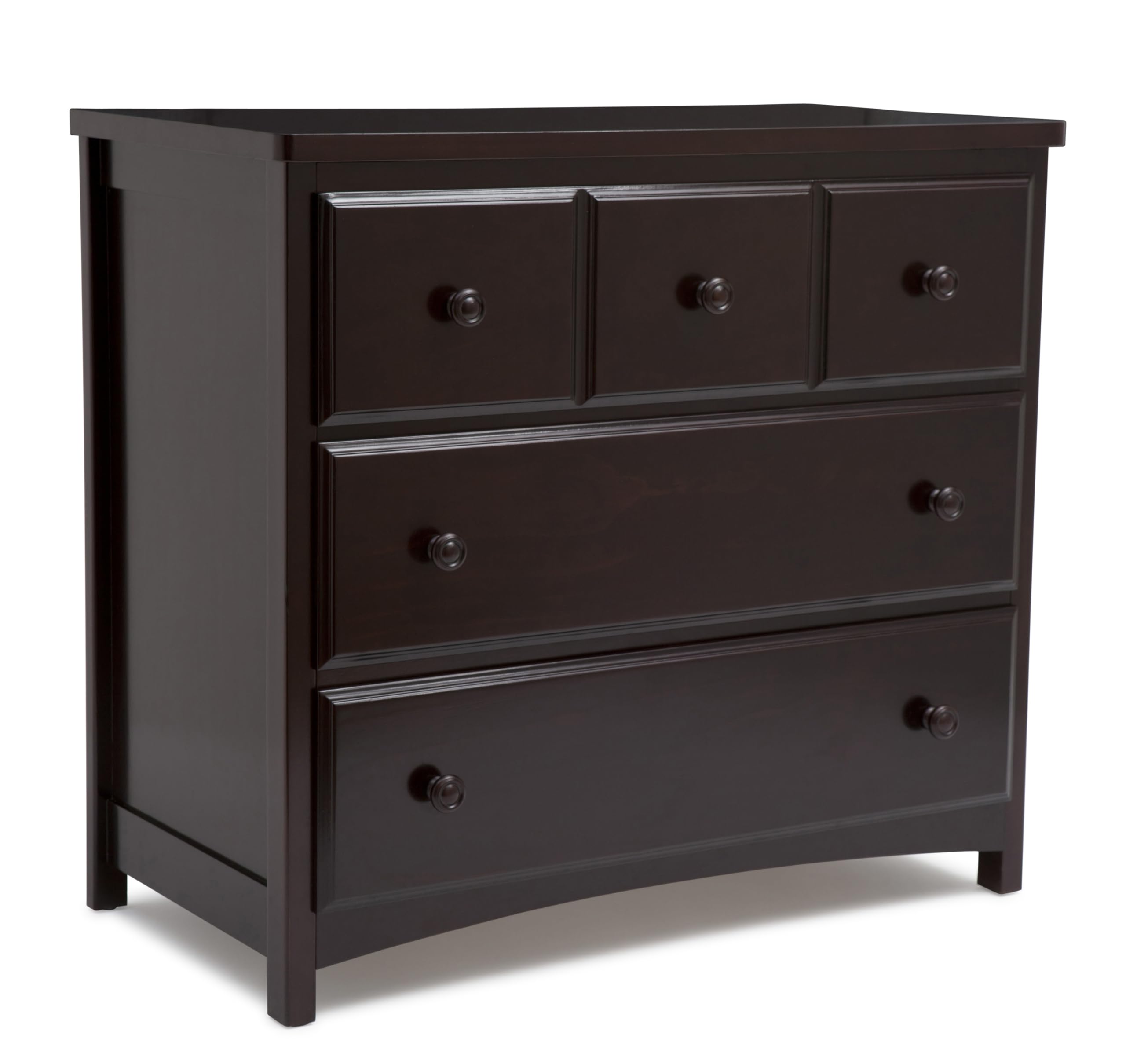 Delta Children 3-Drawer Dresser with Interlocking Drawers, Dark Chocolate - Sturdy Nursery Storage for Baby Clothes & Essentials