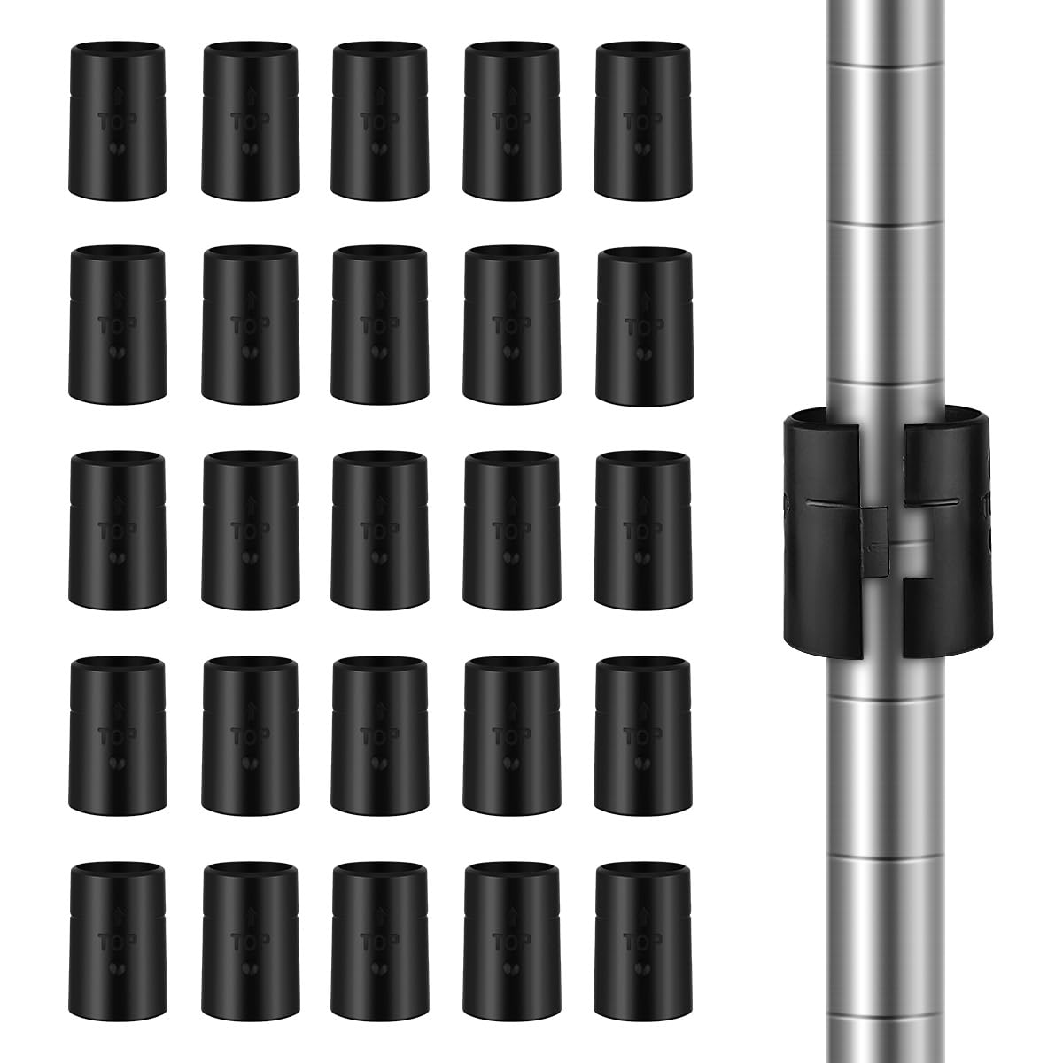 50 Pack Black Plastic Wire Shelving Shelf Lock Clips - 1