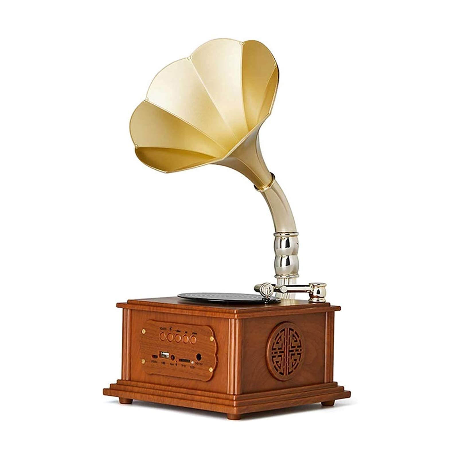 Vintage Retro Gramophone Record Player - Mini Classic Phonograph Shaped Stereo Speaker with Bluetooth, USB & AUX - Perfect for Home Decor, Music Lovers & Vintage Collectors