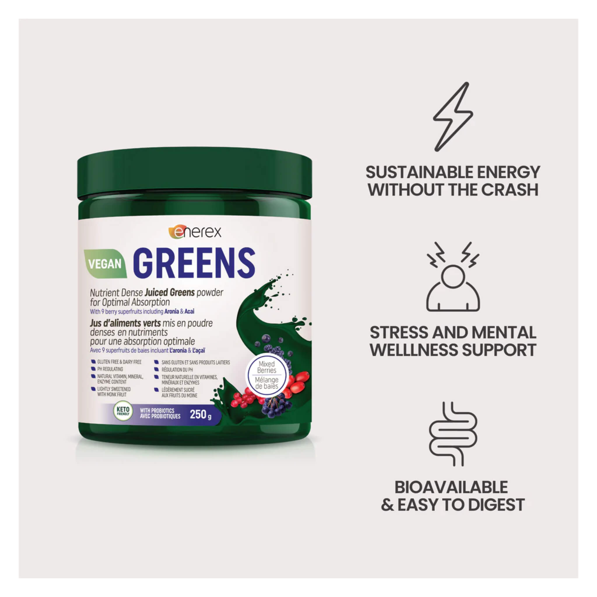 Organic Mixed Berries Greens Powder - Antioxidant Superfood Supplement for Smoothies, Juices & Baking | Vegan, Gluten-Free, Non-GMO Energy Boost