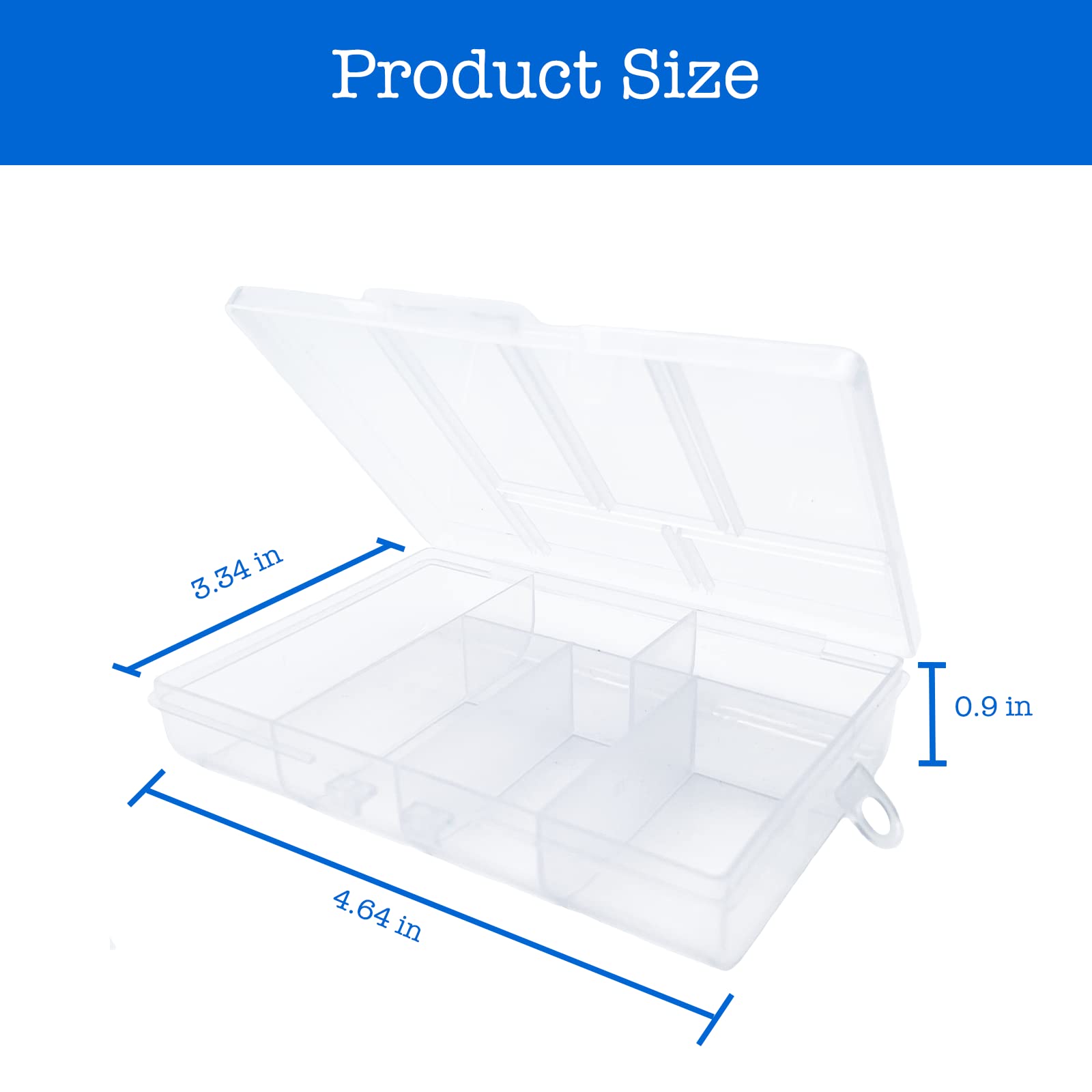 2-Pack Small Plastic Organizer Box with 6 Compartments & Dividers - Portable Storage Container for Crafts, Jewelry, Office Supplies & Travel Accessories - Perfect for Home, Office & Travel Organization