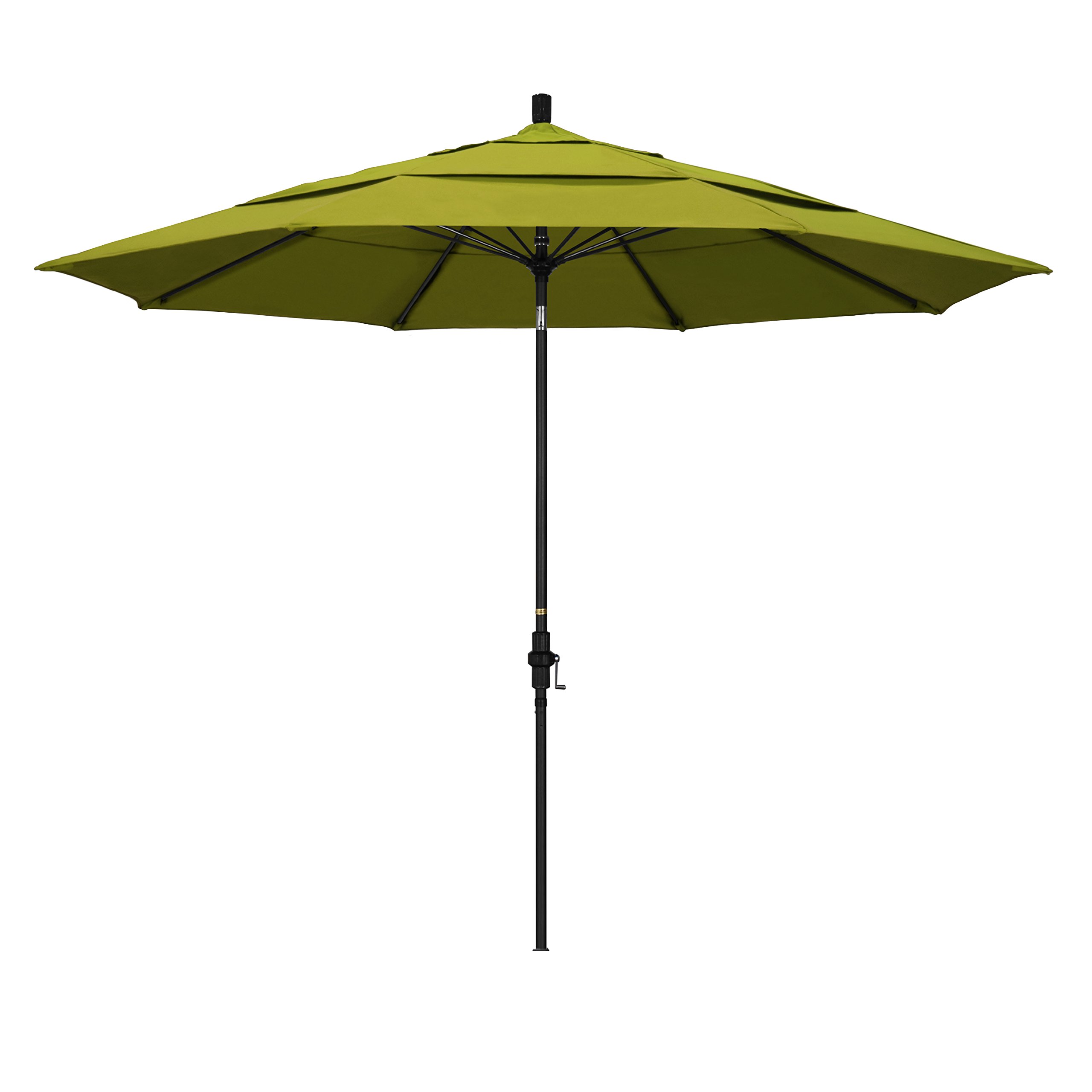 California Umbrella 11' Round Fiberglass Rib Market Umbrella with Crank Lift & Collar Tilt - Black Pole (GSCUF118705-SA11-DWV) | Perfect for Patio, Garden, Poolside & Outdoor Dining