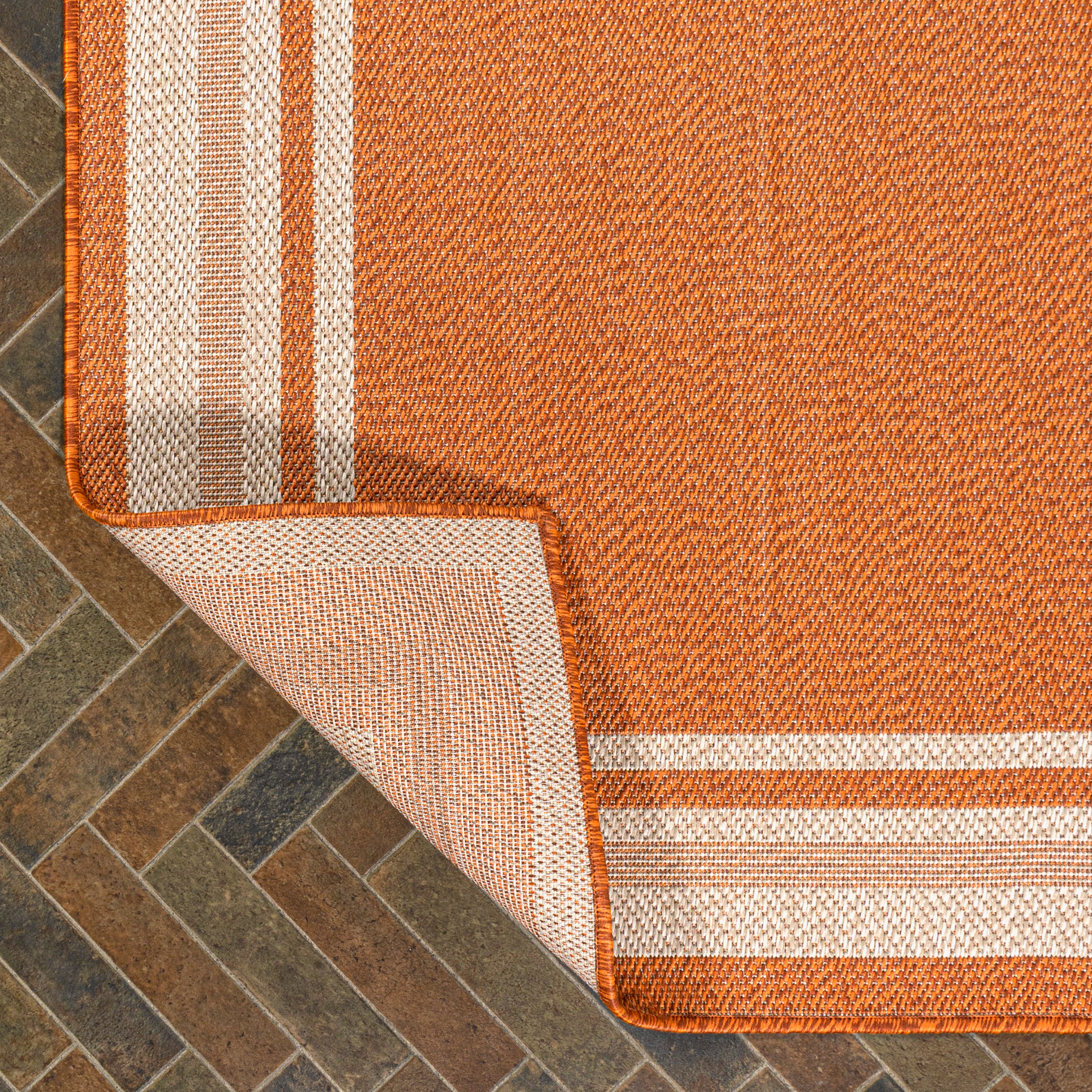 James Modern Border Stripe Indoor/Outdoor Area Rug - Stylish Non-Slip Floor Covering for Living Room, Bedroom, Patio & Deck Decor