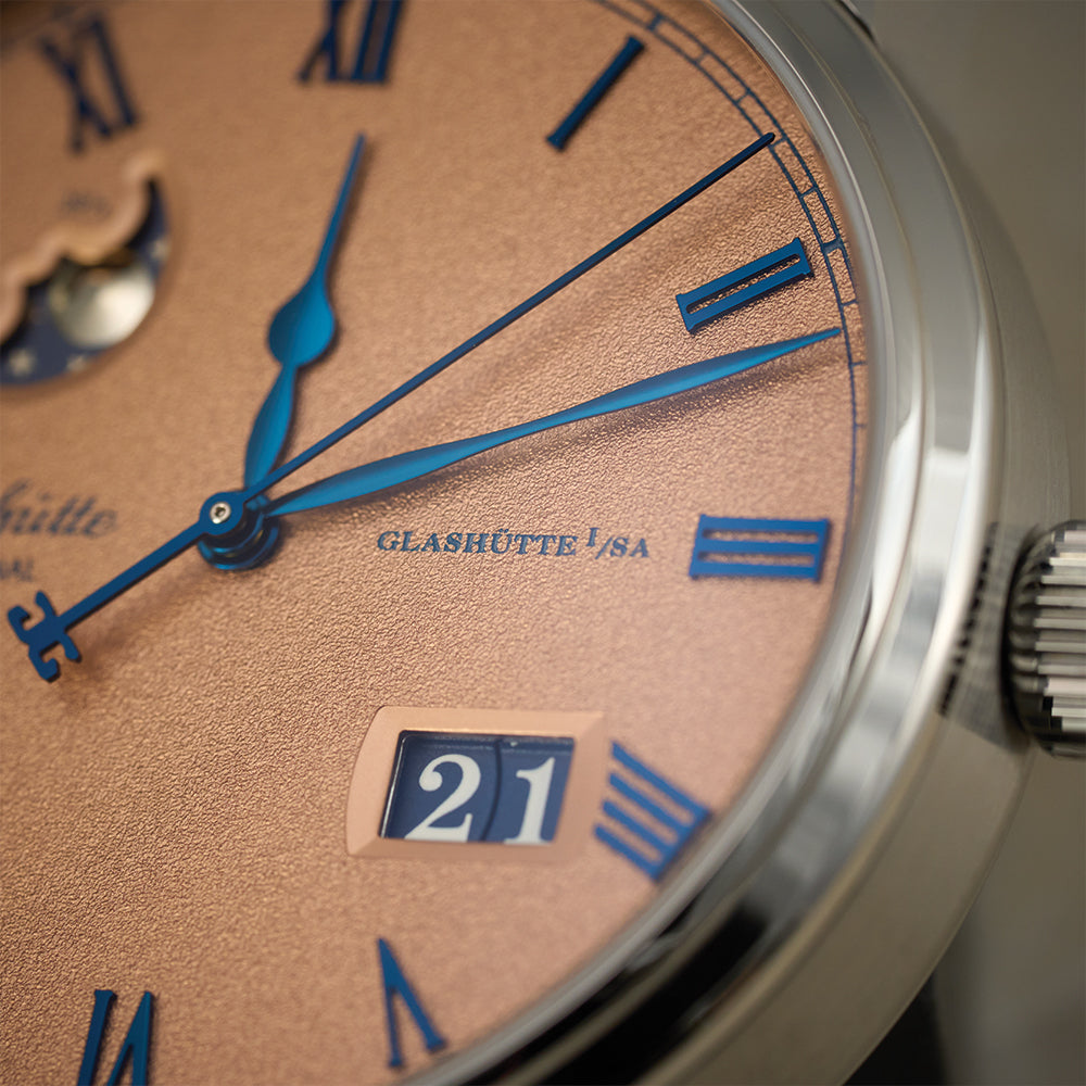 Senator Excellence Panorama Date Moon Phase 40mm Rose Gold Watch with Opalin Dial & Leather Strap - Perfect for Business Meetings & Formal Events