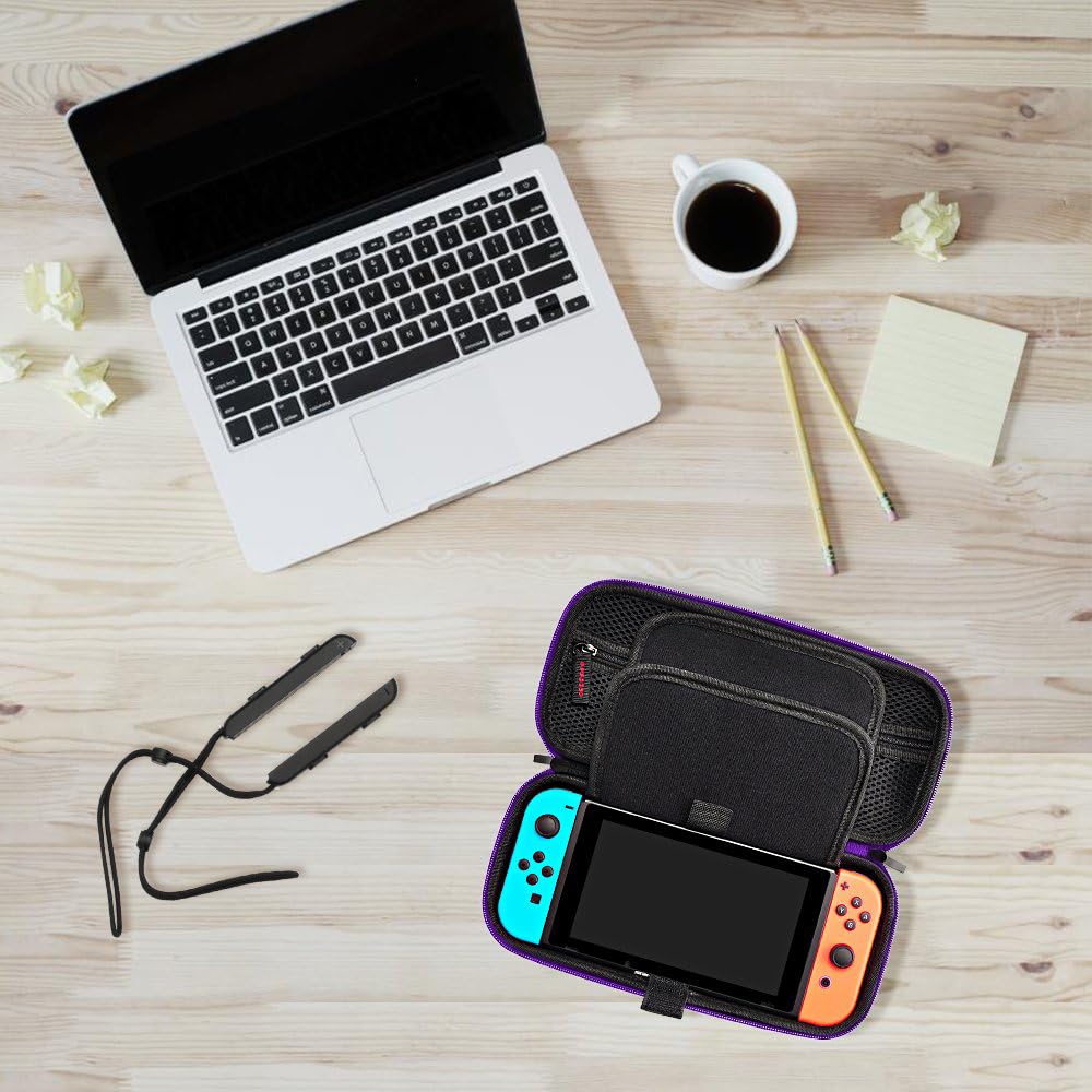 Durable Nintendo Switch Carrying Case for Switch & Switch OLED - Hard Shell Travel Case with 20 Game Cartridge Slots & Accessories Storage | Perfect for Gaming On-The-Go, Travel Protection, and Console Organization