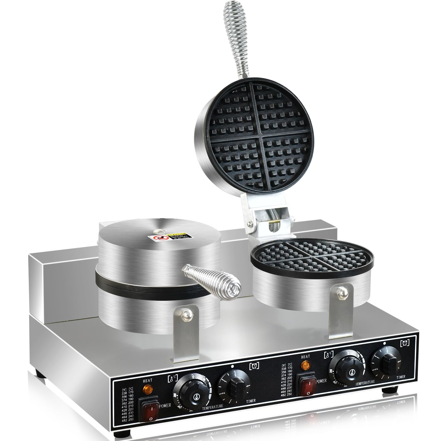 Commercial Waffle Maker 2600W - Double Non-Stick Belgian Waffle Iron, Stainless Steel Professional Waffle Machine for Restaurants, Bakeries, Food Stalls, Parties & Home Use - Perfect for Breakfast, Brunch, Desserts & Snack Bars