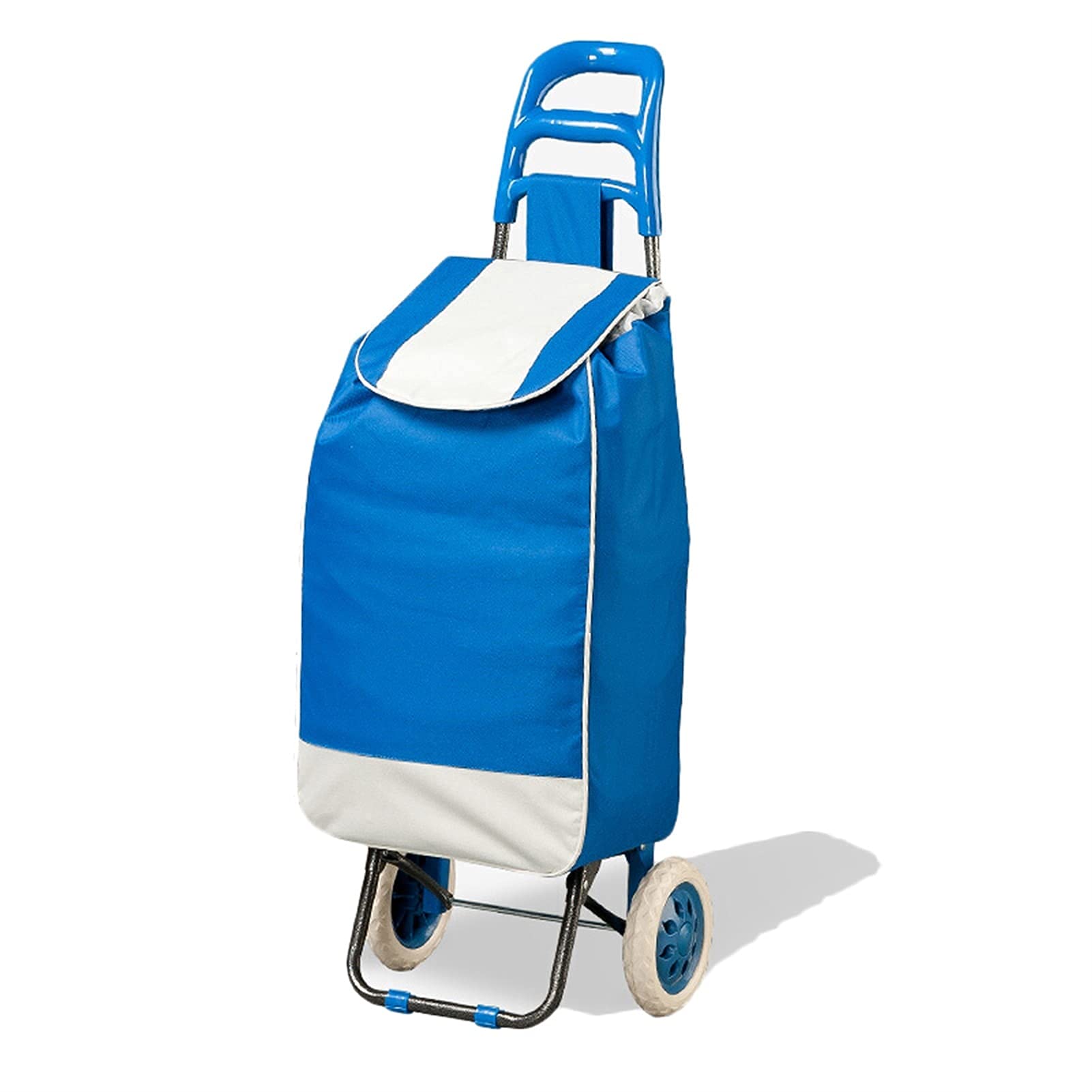 Heavy Duty Collapsible Folding Wagon Cart with Wheels - Portable Utility Shopping Trolley for Groceries, Luggage & Outdoor Activities | Perfect for Supermarkets, Camping, Beach Trips & Home Use (Blue)