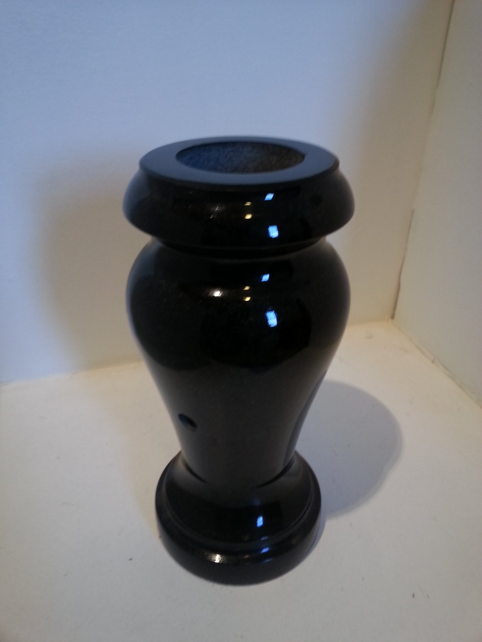 Polished Black Turned Granite Vase 4