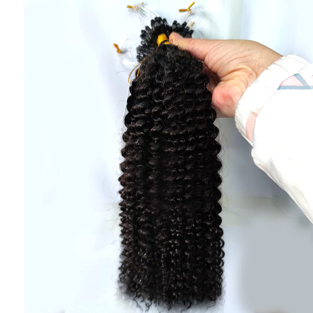 Brazilian Remy Virgin Human Hair Extensions - 100g Kinky Curly Micro Loop Hair Weft (16 Inch) | 1g/Strand Coarse Straight for Natural Look | Perfect for Daily Wear, Parties & Special Occasions