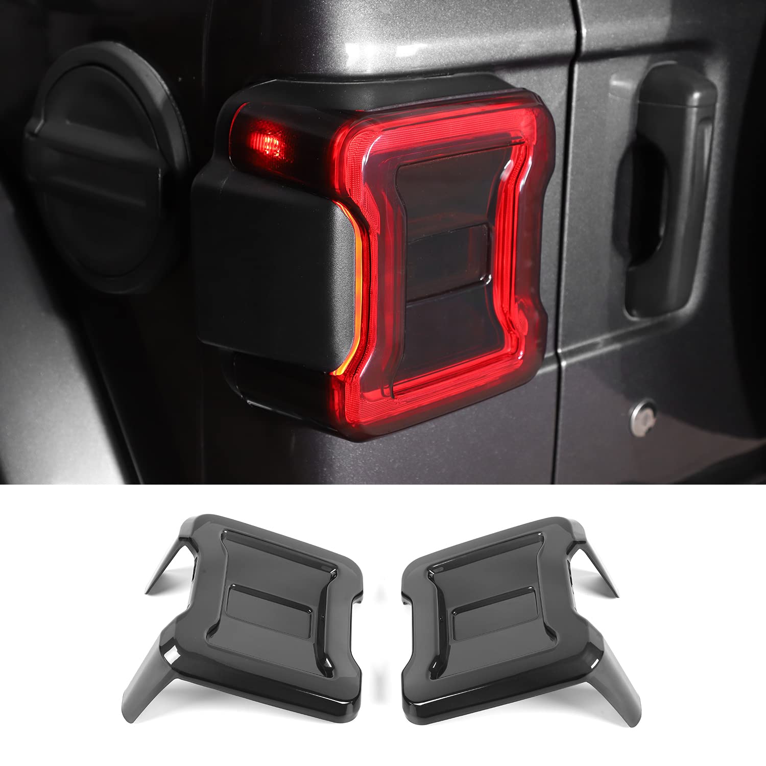 Jeep Wrangler JL Tail Light Guard Cover (2018-2022) - Smoked Black ABS Plastic Protector for Exterior Decoration & Protection - Perfect for Off-Roading & Daily Driving