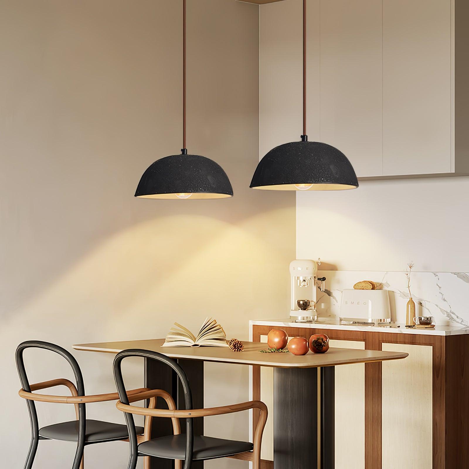 Black Arch Ceramic Pendant Lamp - Modern Handmade Hanging Light Fixture for Living Room, Bedroom, or Dining Area Decoration