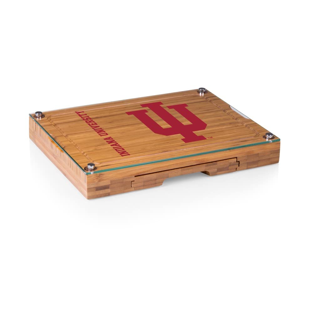 PICNIC TIME NCAA Concerto Glass Top Cheese Board and Knife Set - Bamboo Charcuterie Board with Glass Top Cutting Board for Entertaining, Wine & Cheese Parties, Gifts