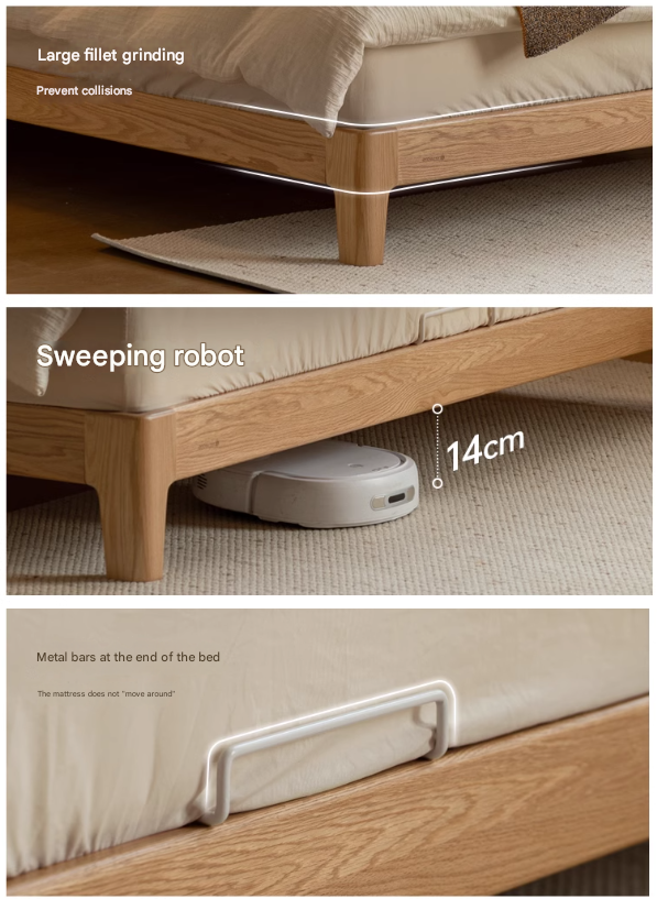 Solid Oak Wood Modern Minimalist Bed Frame - Durable & Stylish for Bedroom, Guest Room, or Studio Apartment