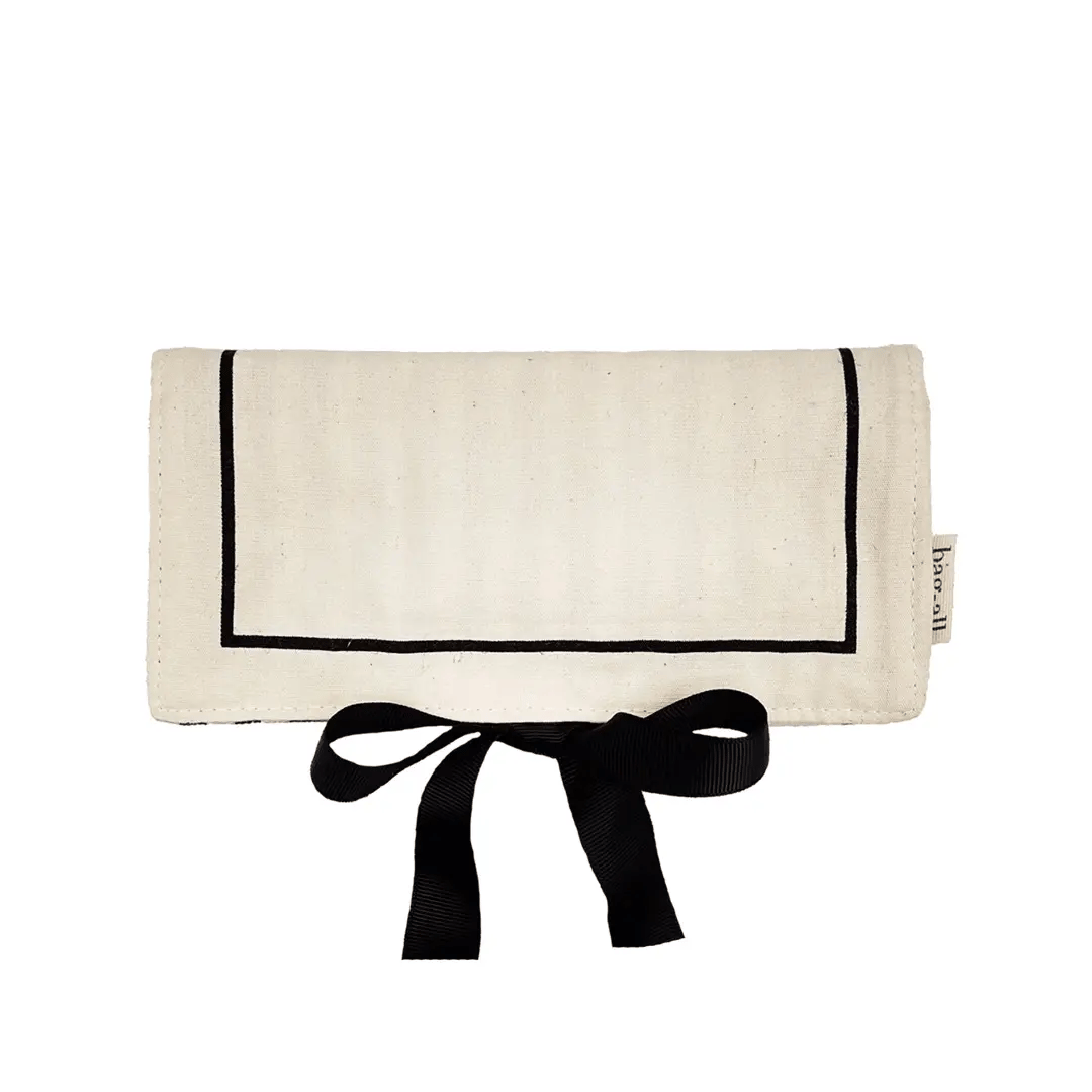Luxury Couture Jewelry Roll Organizer - Medium Size, Cream Velvet Travel Case for Necklaces, Rings & Earrings | Perfect for Travel, Home Storage & Gift Giving