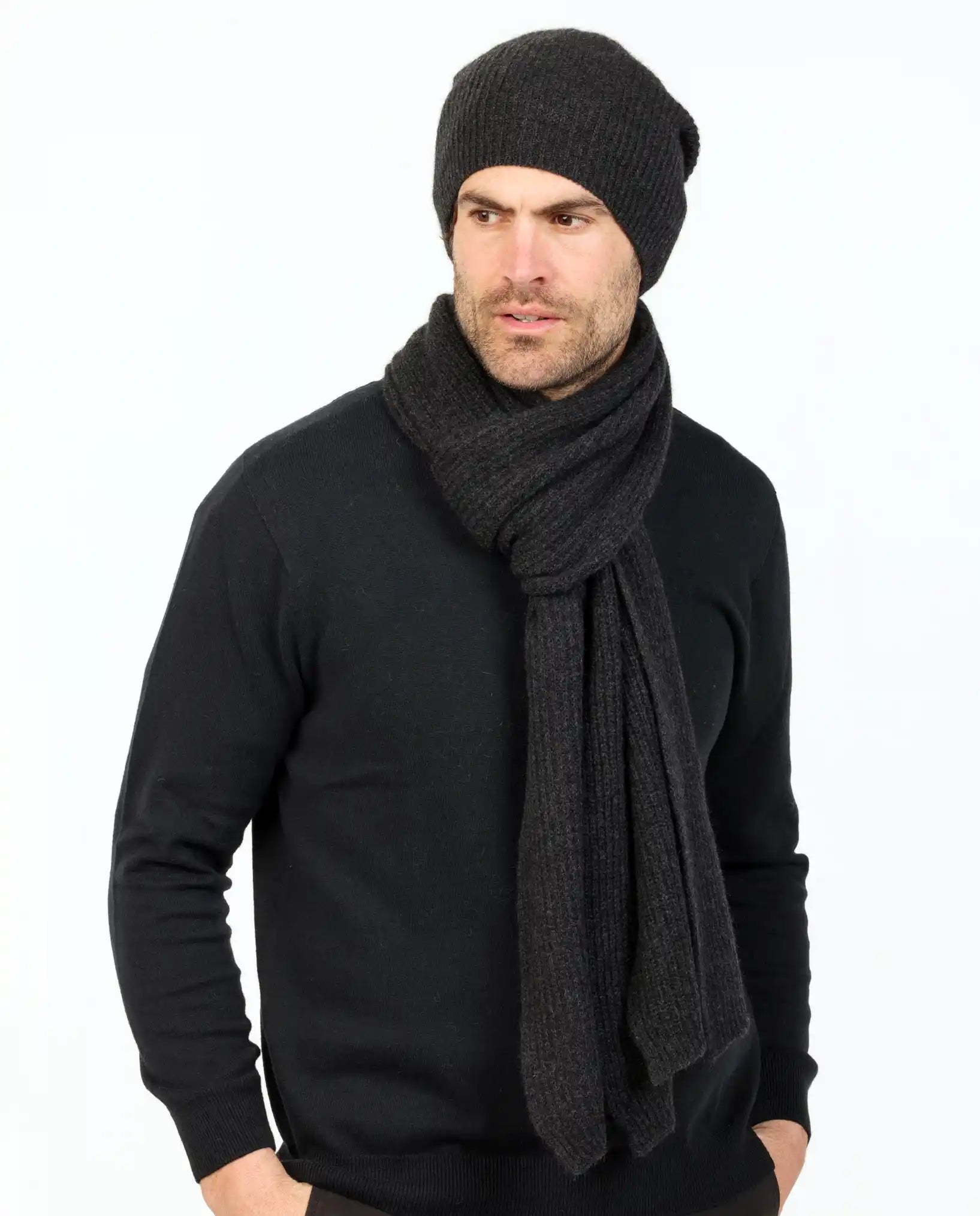 Charcoal Slouch Scarf - Soft & Stylish Winter Accessory for Women | Cozy & Fashionable Wrap for Cold Weather, Outfits & Layering (NX876)