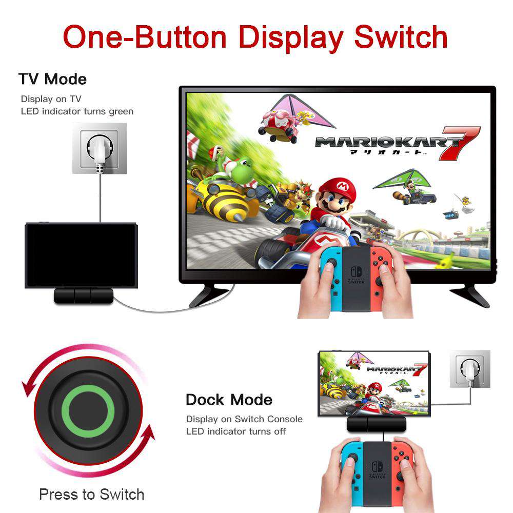 NexiGo 4K HDMI & Fast Charging Dock for Nintendo Switch - Portable Gaming Station for TV Mode, Home & Travel Use